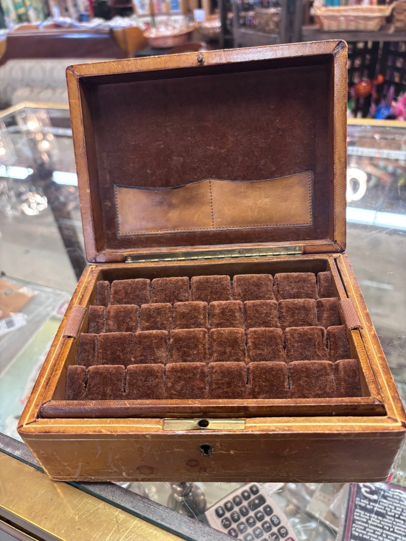 Vintage Italian leather valet or jewelry box 