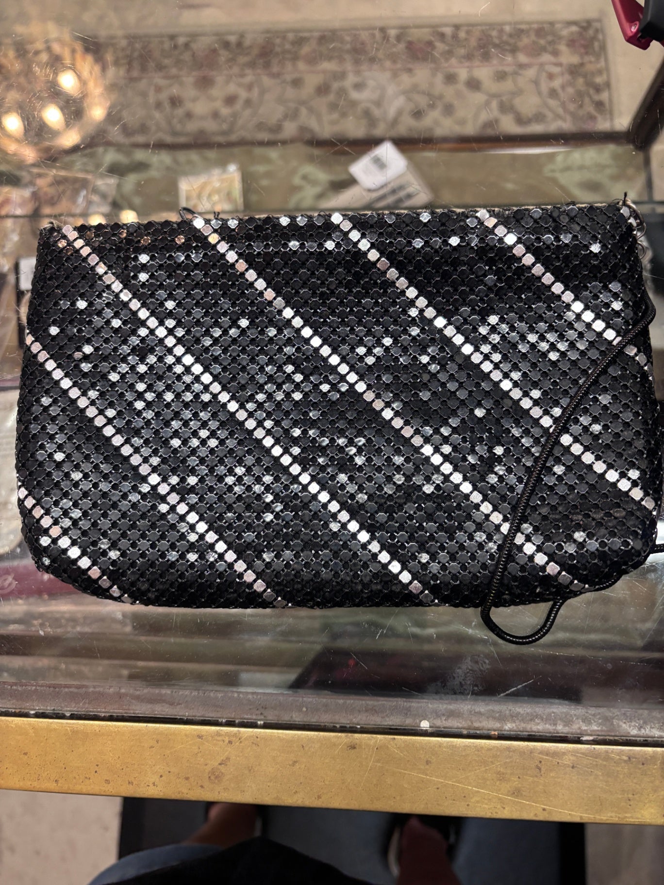 Black and Silver Sequin Handbag with strap