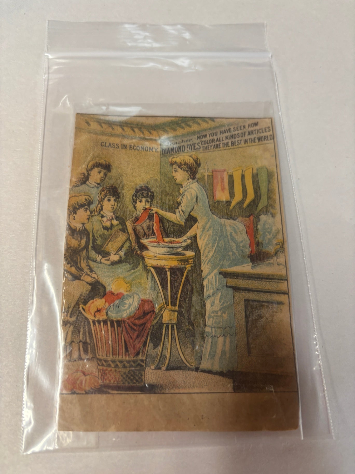 Antique 1880s Diamond Dyes Victorian Advertising Trade Card – Dye Demonstration
