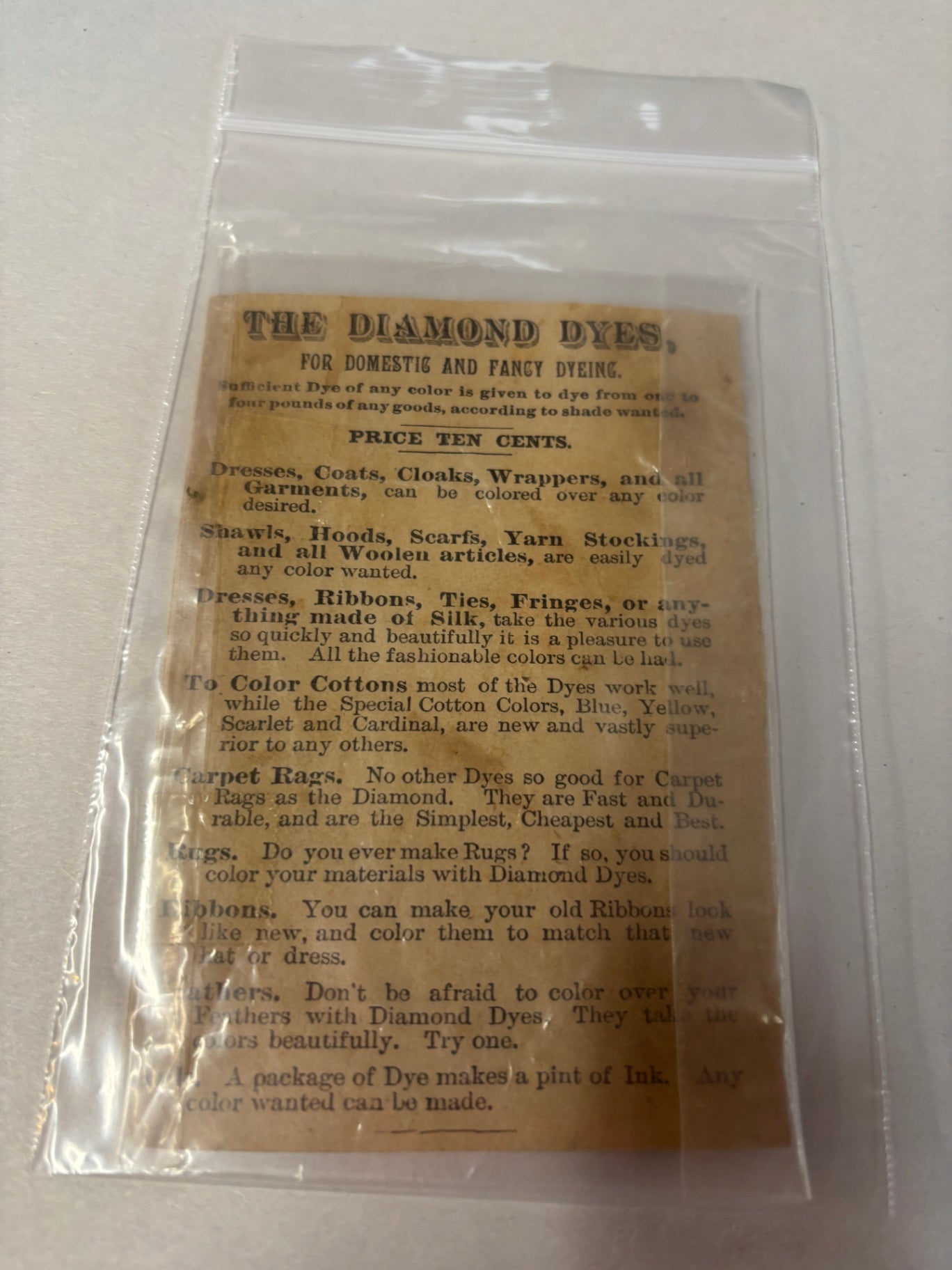 Antique 1880s Diamond Dyes Victorian Advertising Trade Card – Dye Demonstration
