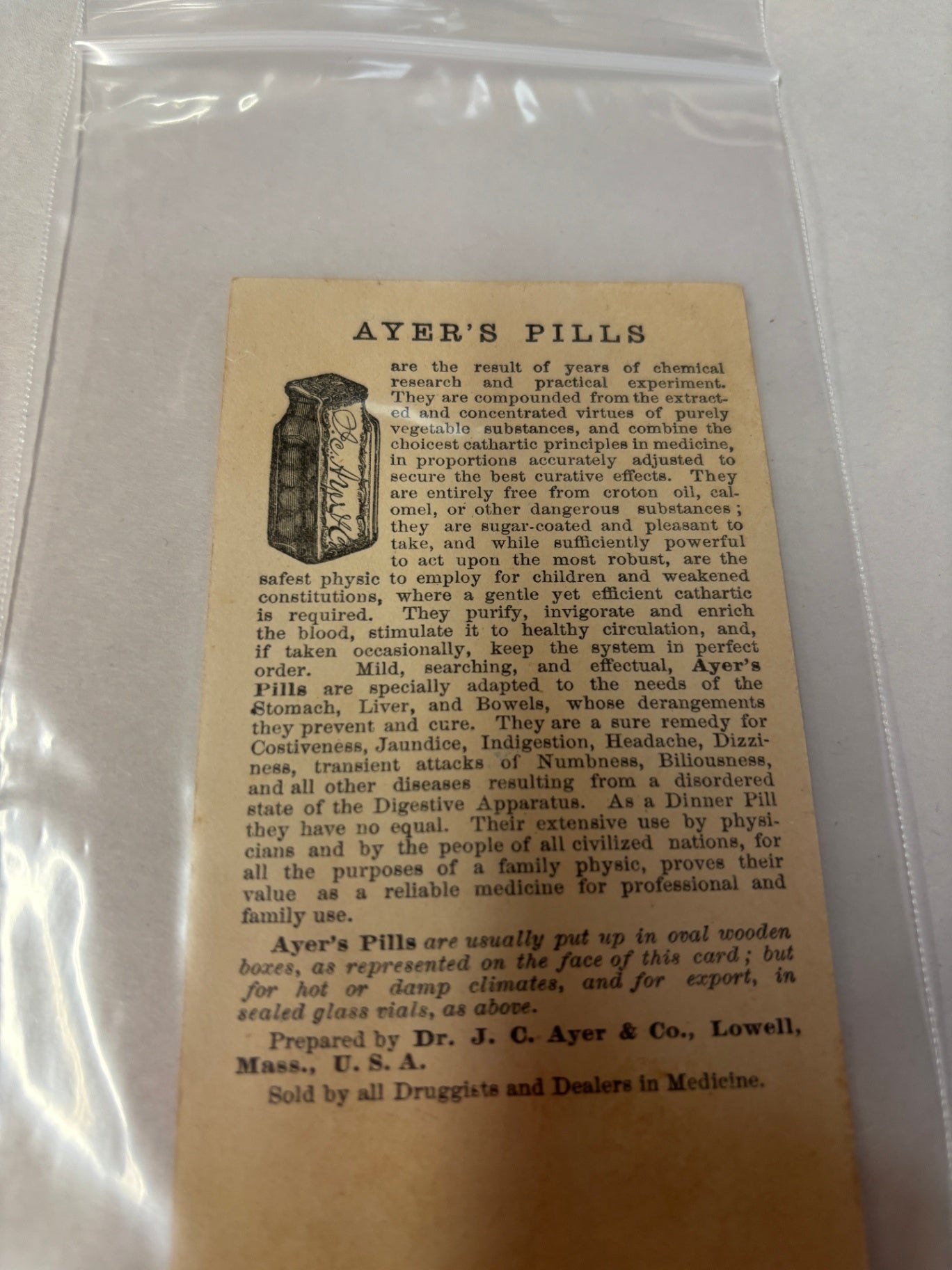 Antique 1880s Ayer’s Cathartic Pills Victorian Cherub Advertising Trade Card
