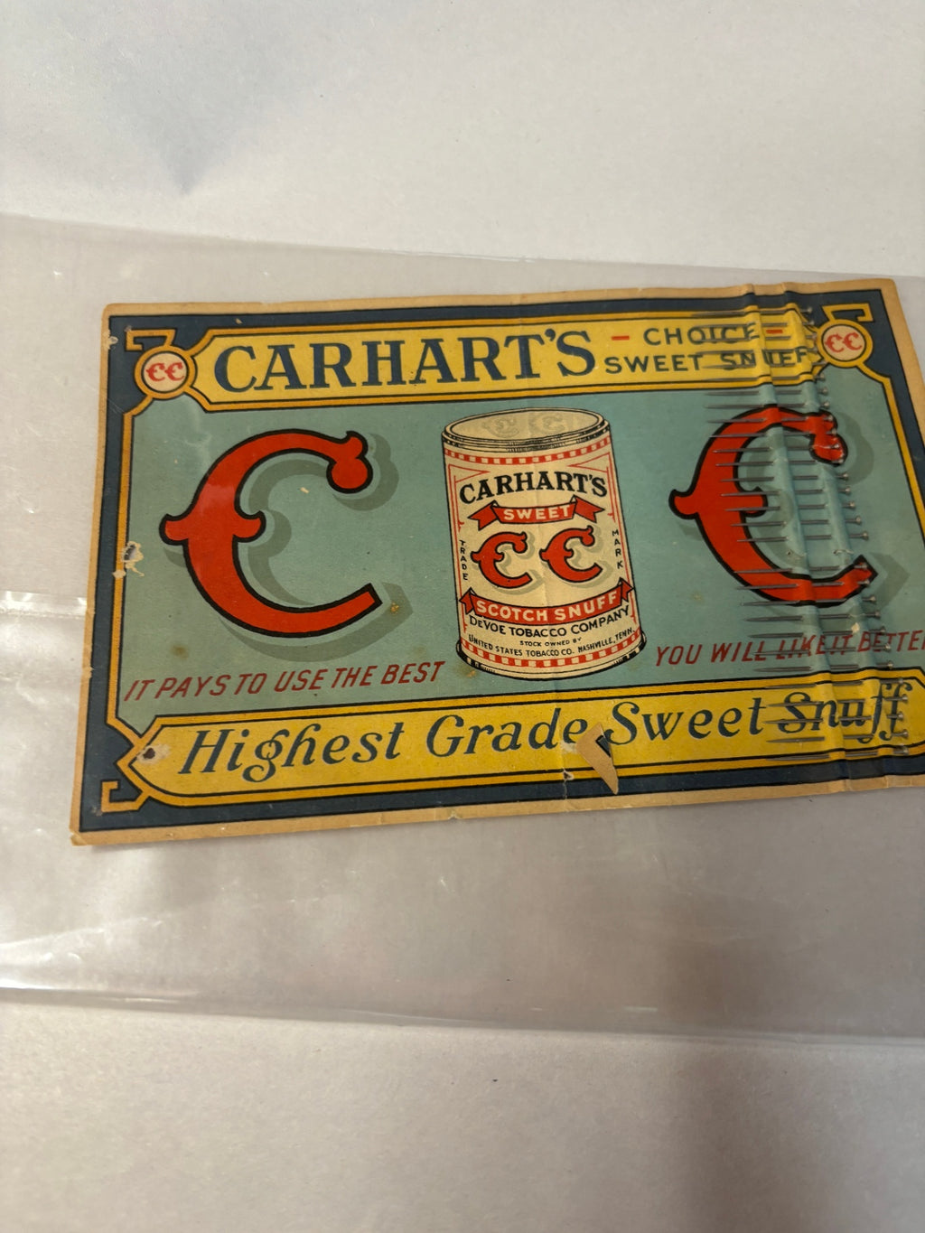 Antique 1880s–1890s Carhart’s Choice Sweet Snuff Advertising Needle Book