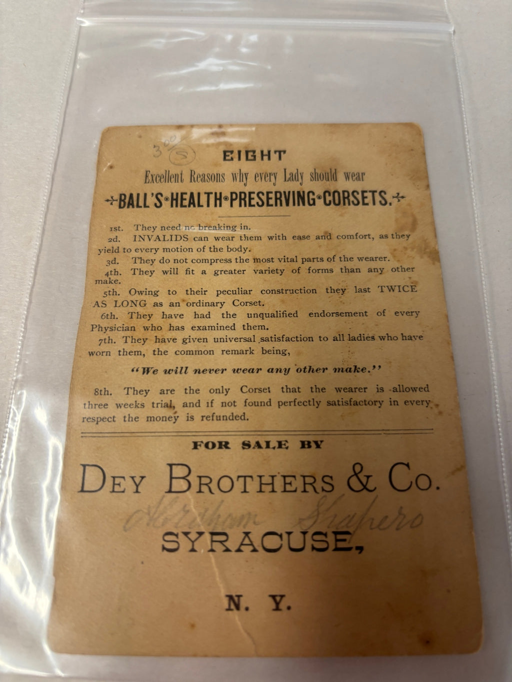 Antique 1880s Ball’s Health Preserving Corsets Victorian Trade Card