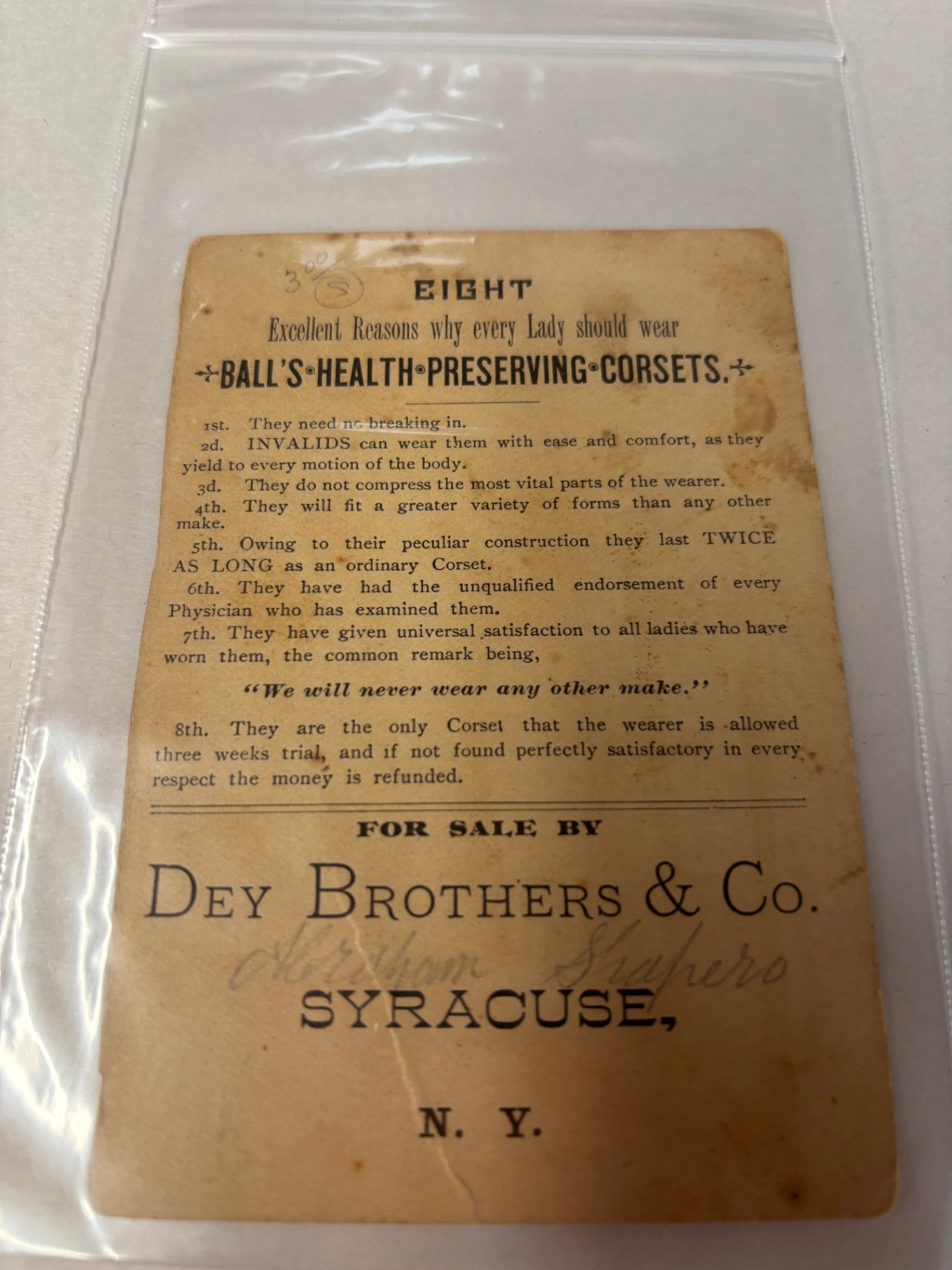 Antique 1880s Ball’s Health Preserving Corsets Victorian Trade Card