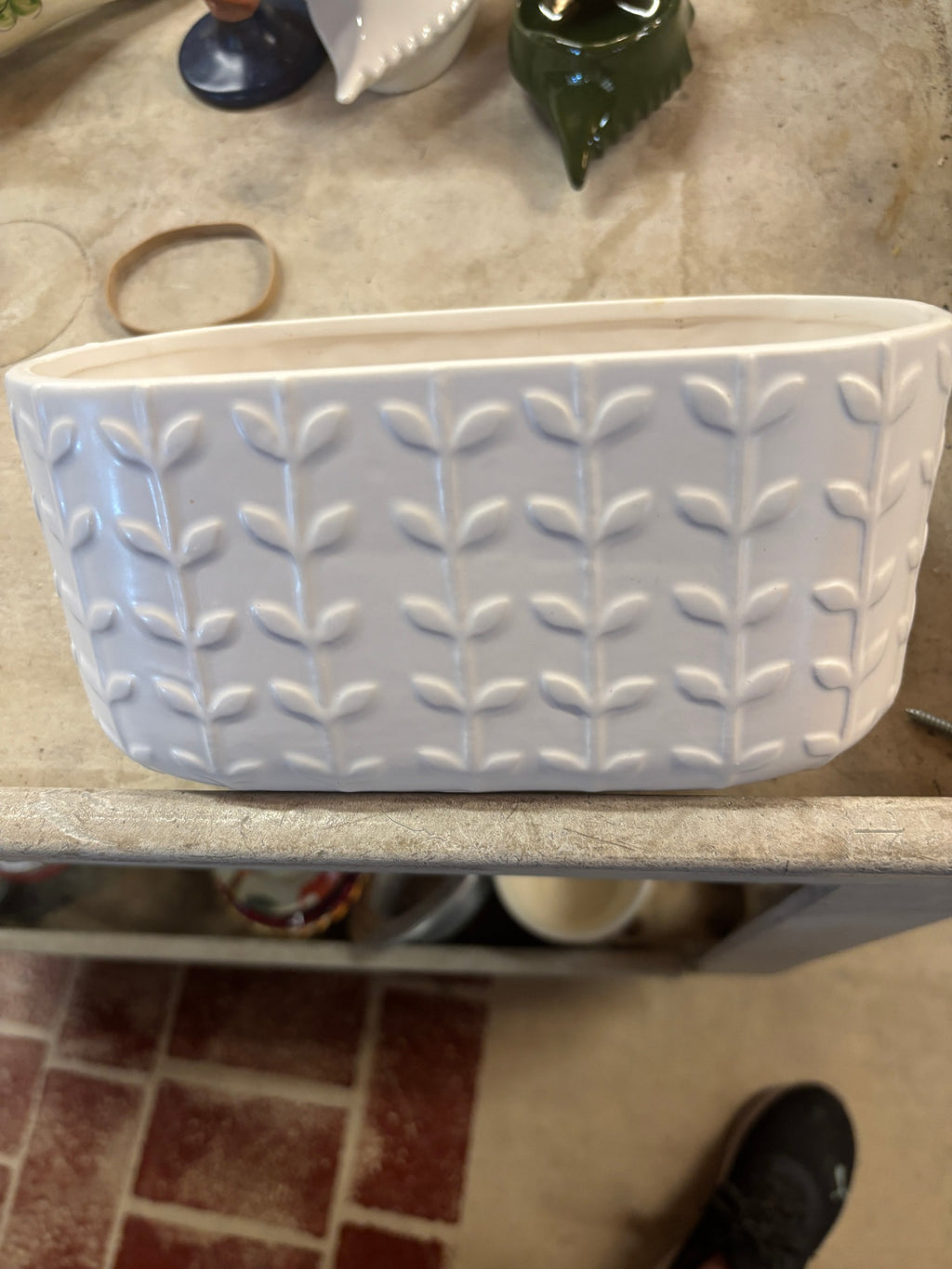 White ceramic window planter 