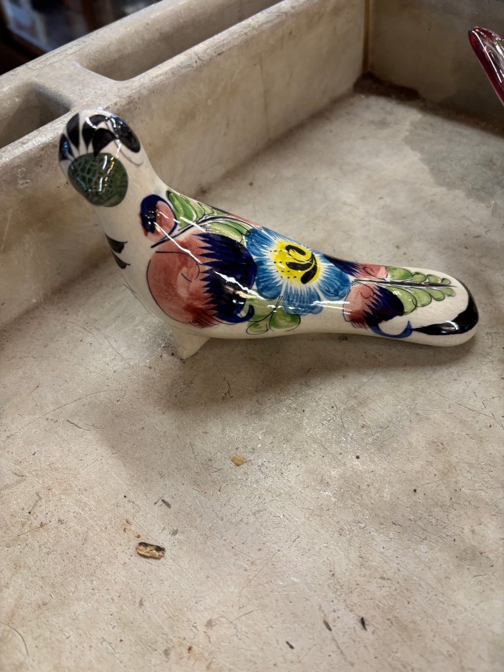 Tonalá Mexican folk art ceramic bird figurine