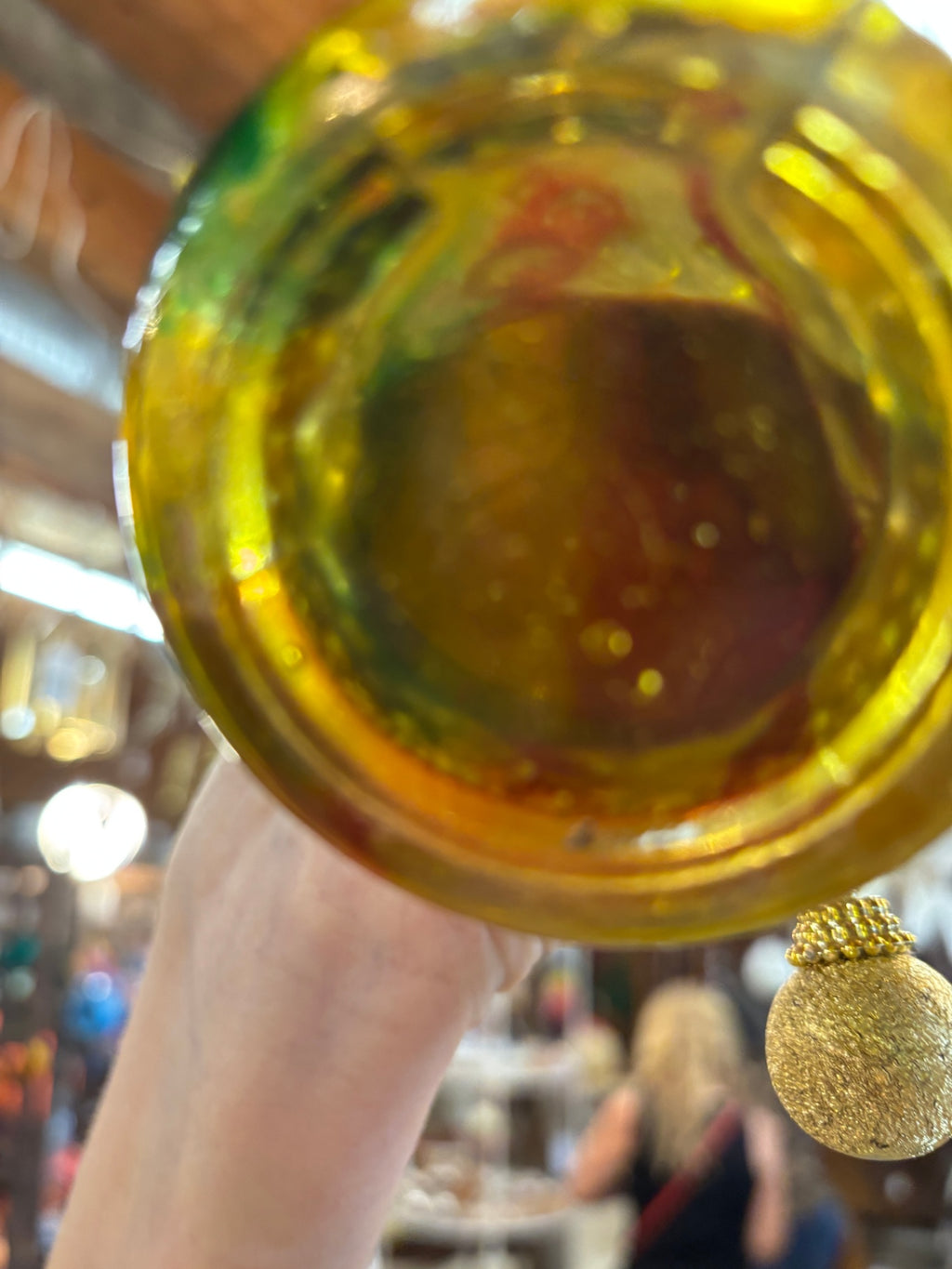 Vintage miniature pressed-glass oil lamp, likely made in Hong Kong during the 1960s or 1970s