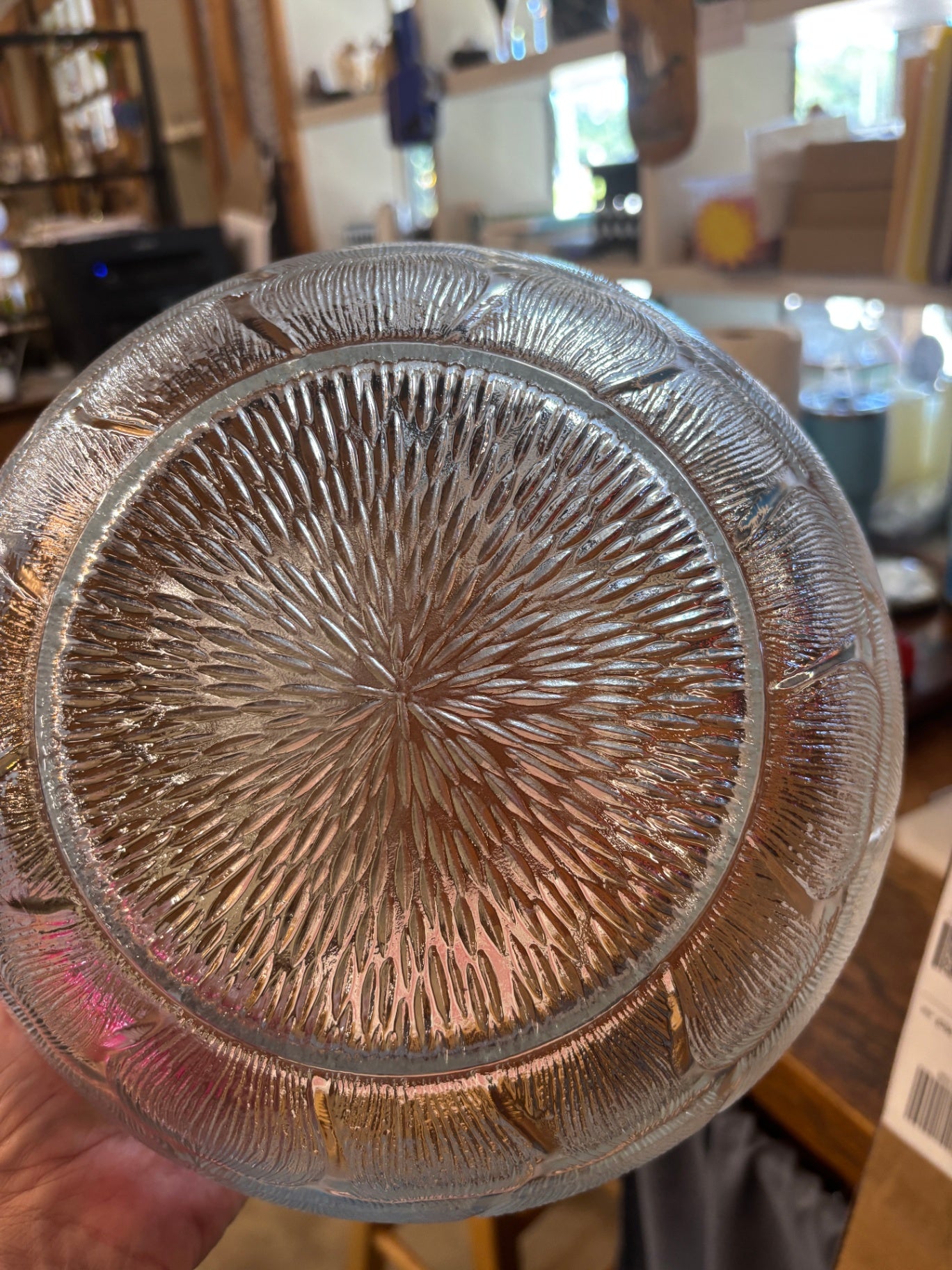 Clear glass serving bowl