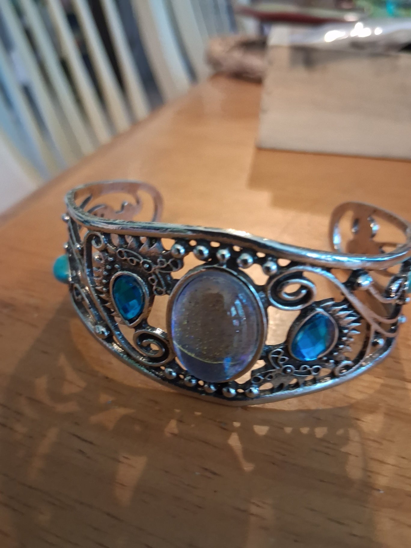 Bracelet cuff teal dsc 