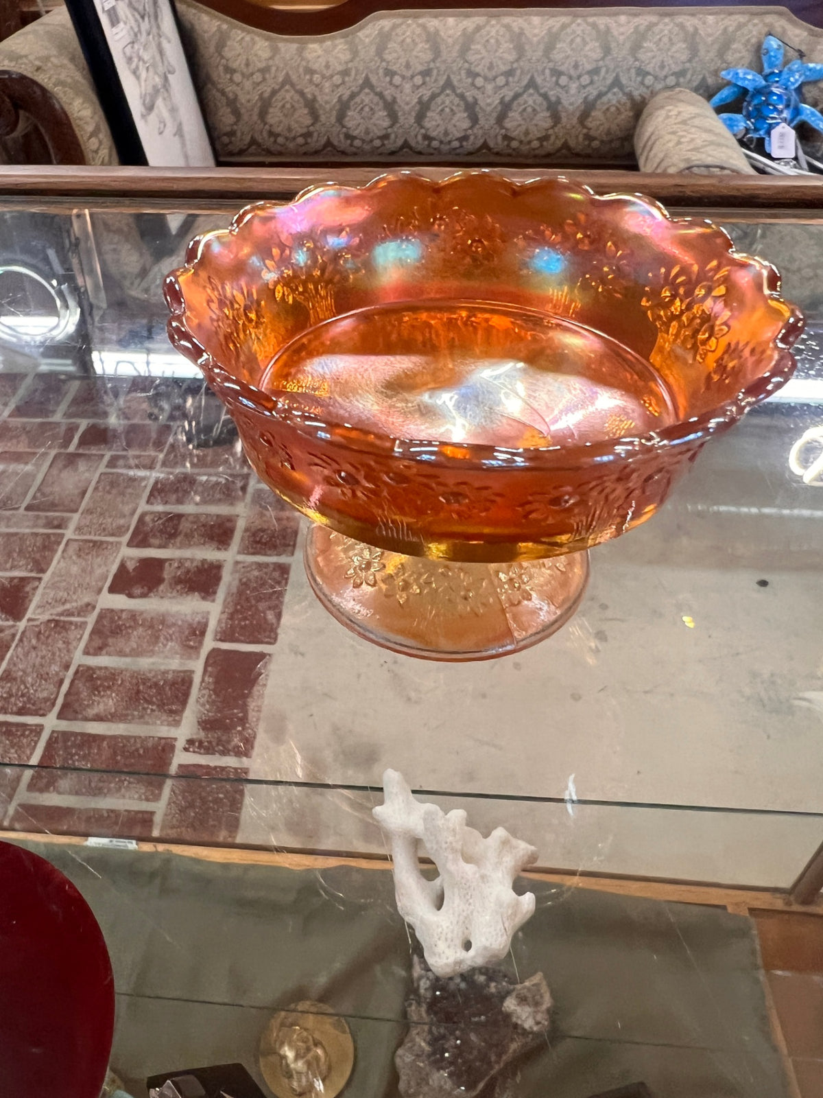 FENTON ANTIQUE MARIGOLD CARNIVAL GLASS Candy Dish