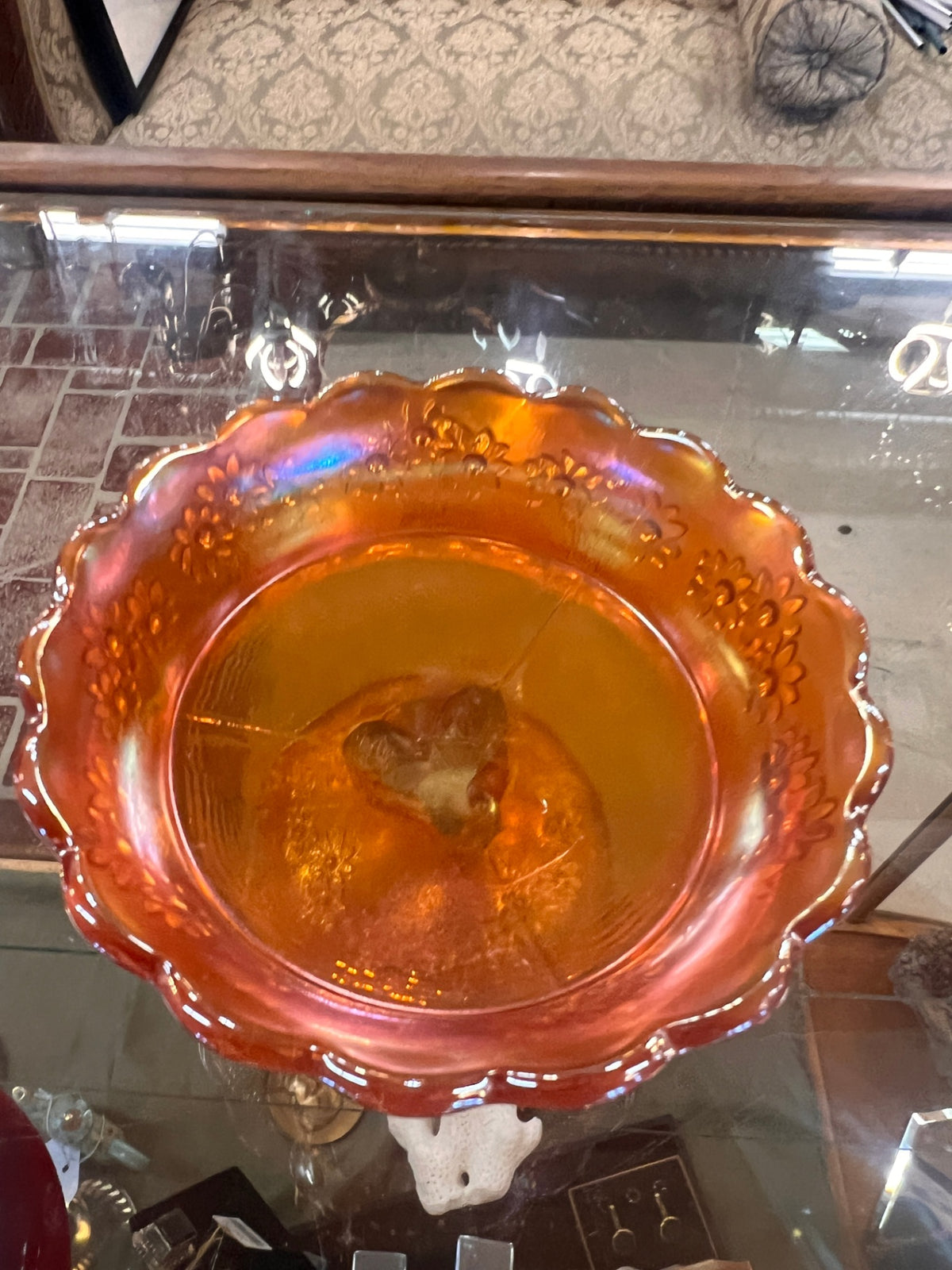 FENTON ANTIQUE MARIGOLD CARNIVAL GLASS Candy Dish