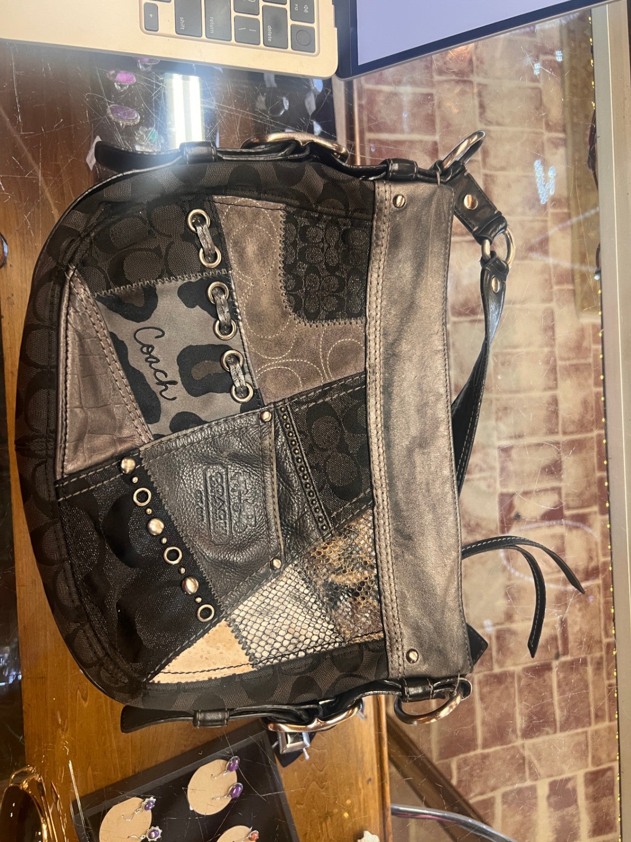 Vintage Coach Black Patchwork Bag
