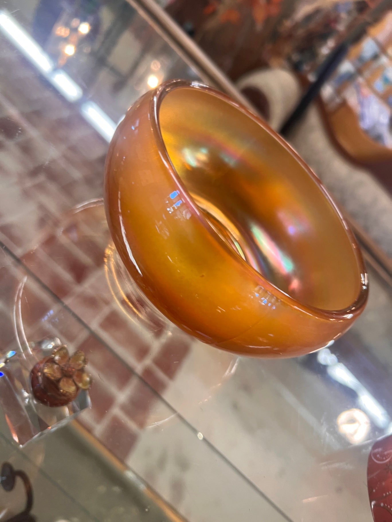 Vintage Antique Mcm Marigold Carnival Glass Round Bowl 5" W X 2 1/2" H OBO
