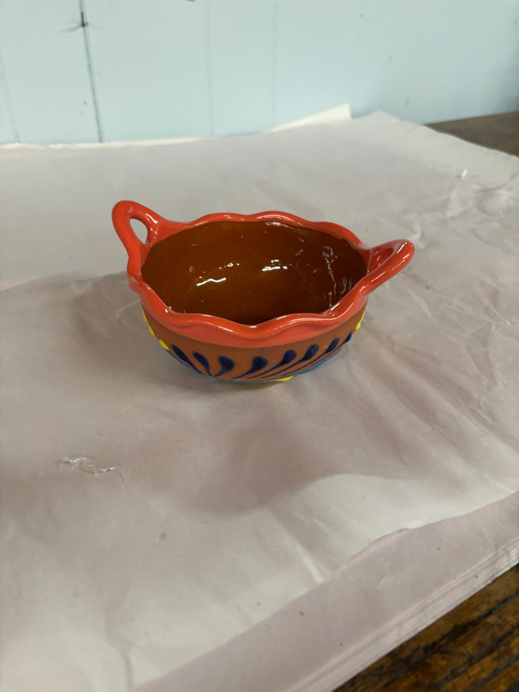 Hand-Painted Mexican Folk Art Pottery Bowl Feliz Navidad 2022