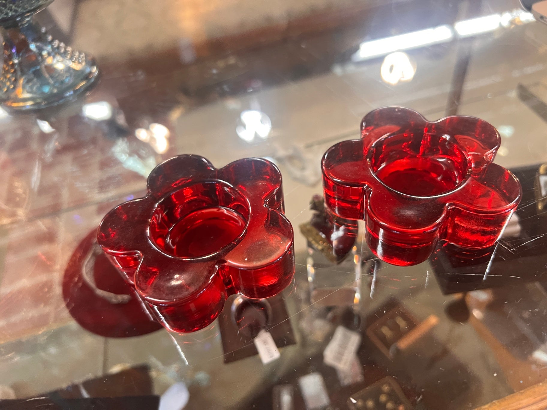 Pair of Red Candle Holders