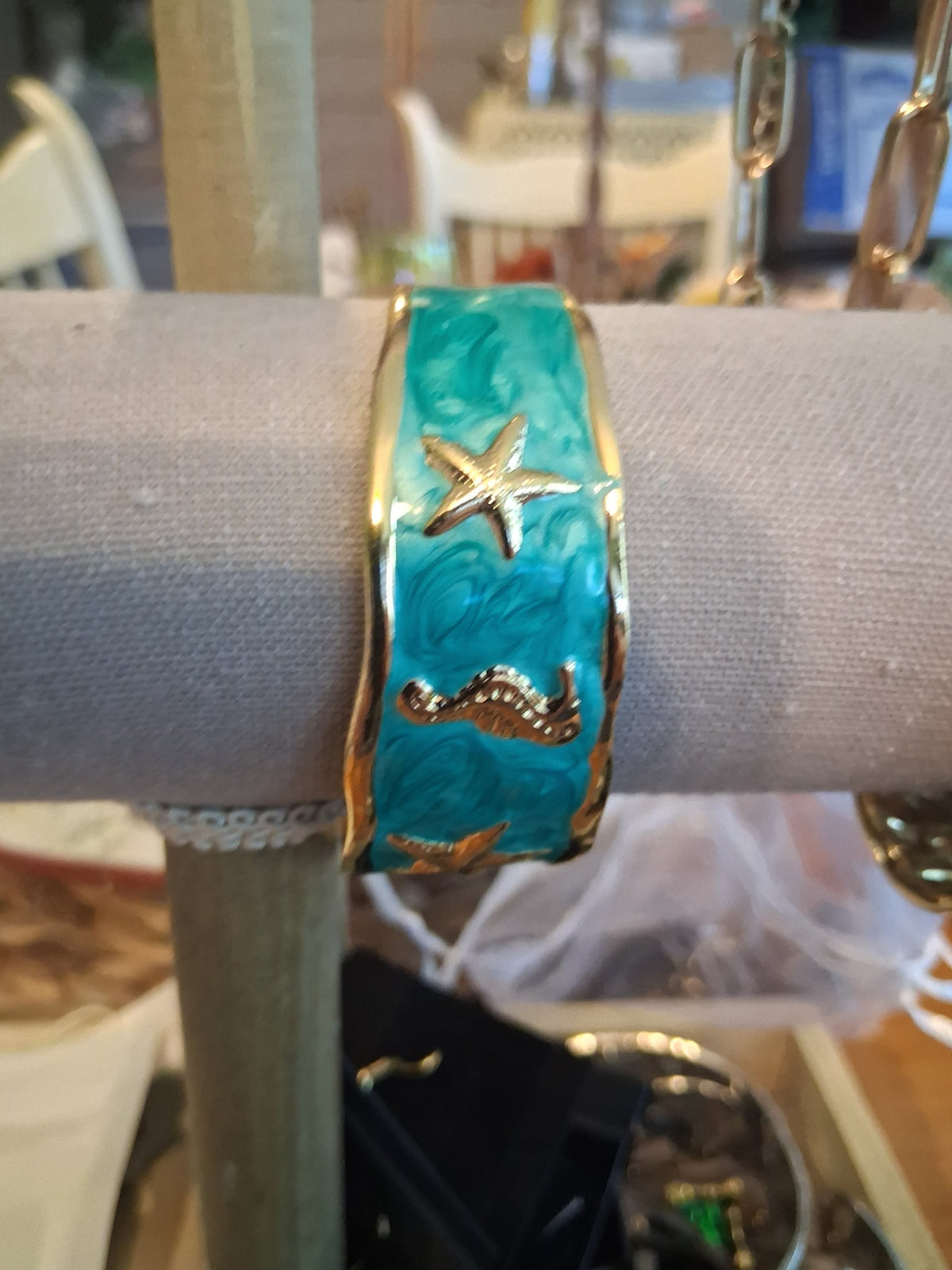 Bracelet cuff teal dsc