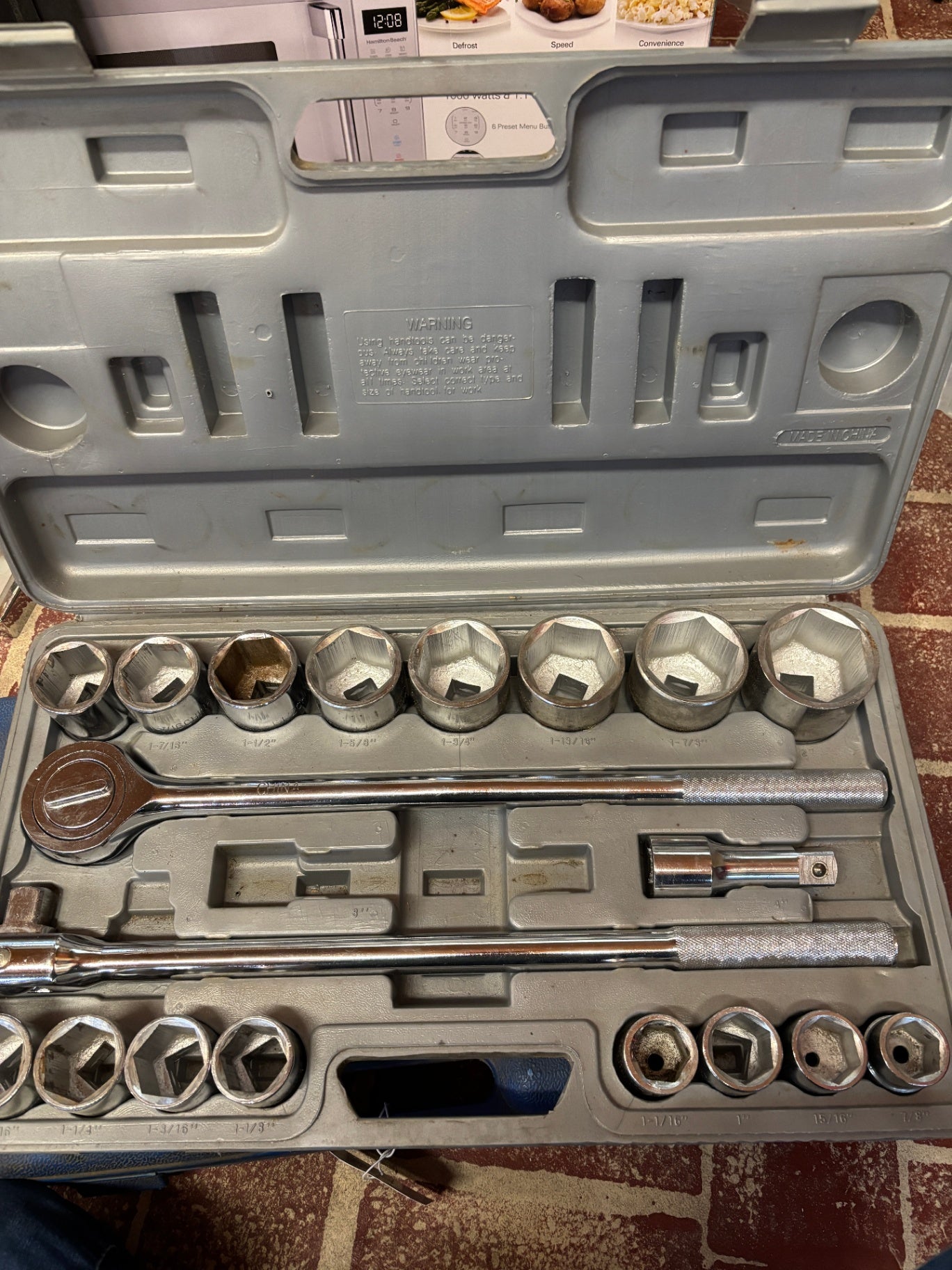 Heavy-Duty 3/4" Drive SAE Socket & Ratchet Set w/ Case – Large Sizes