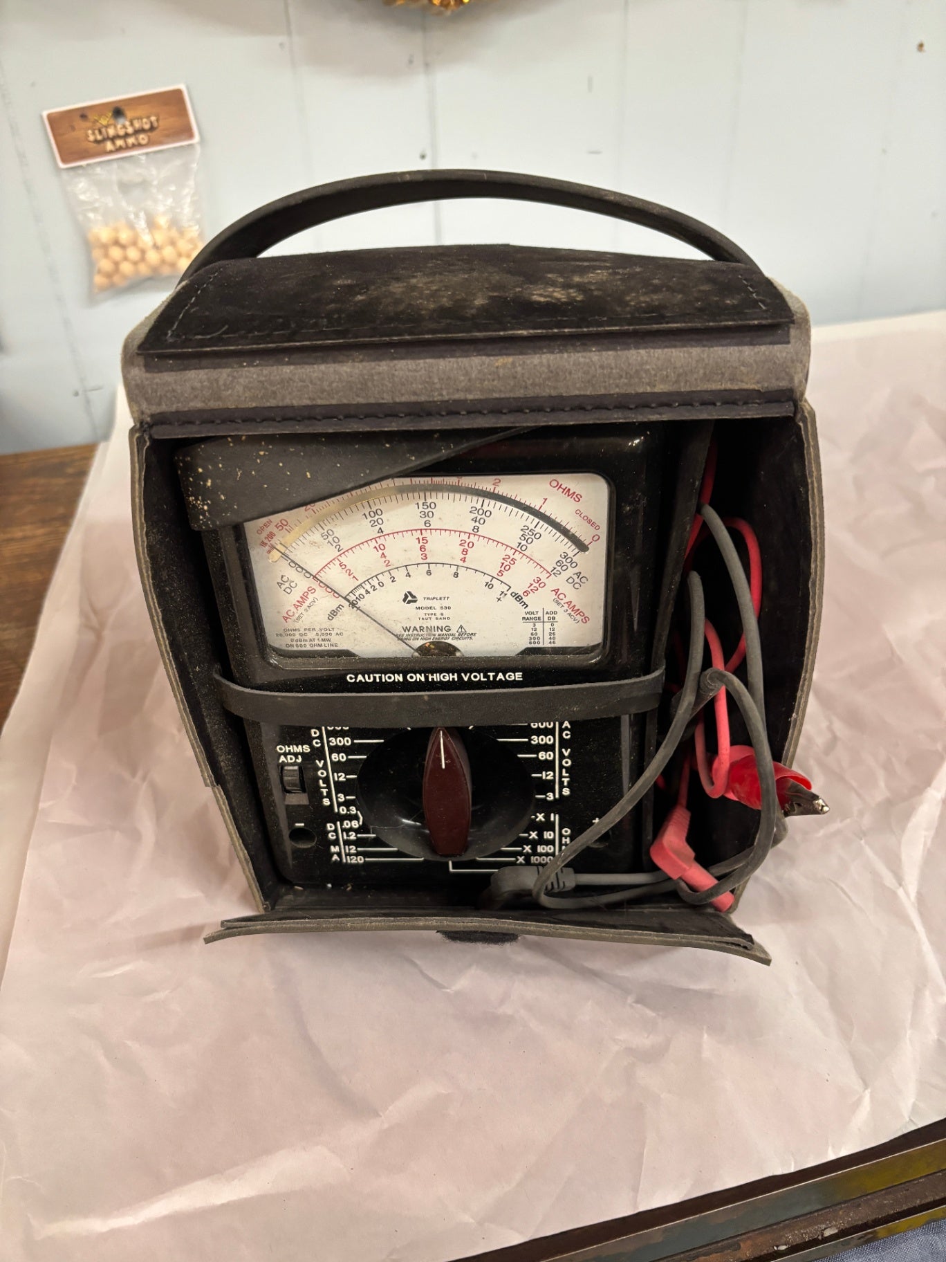 Vintage Triplett Model 630 Type 2 Analog Multimeter VOM Tester w/ Case & Leads