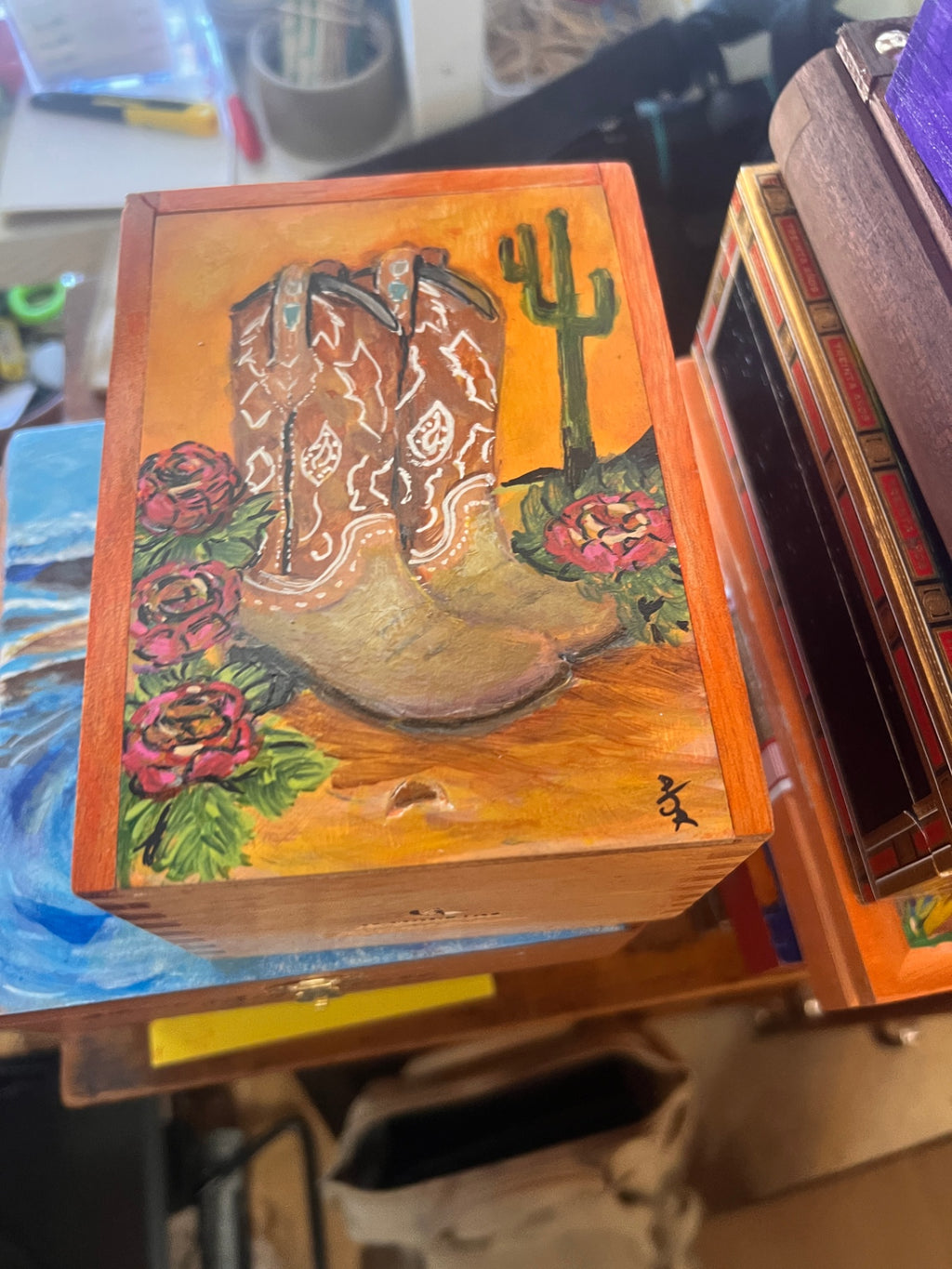 Hand Painted Cigar Box 