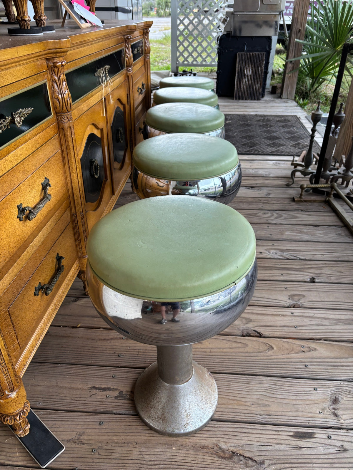 vintage 1950s Duro Chrome "bubble top" diner or soda fountain swivel stools
