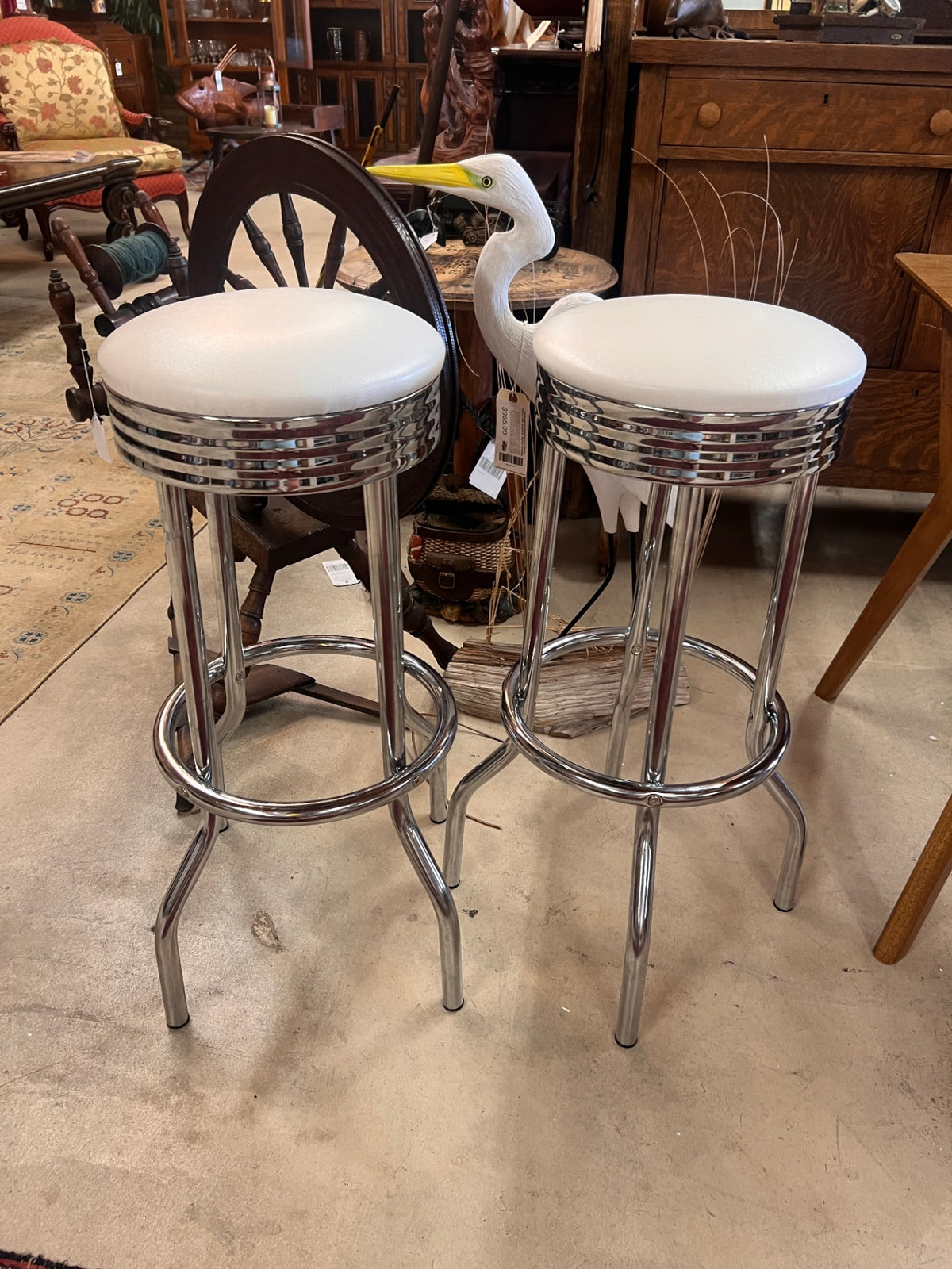 30 in. White and Chrome Backless Metal Frame Swivel Bar Stool (Set of 2) by  Coaster