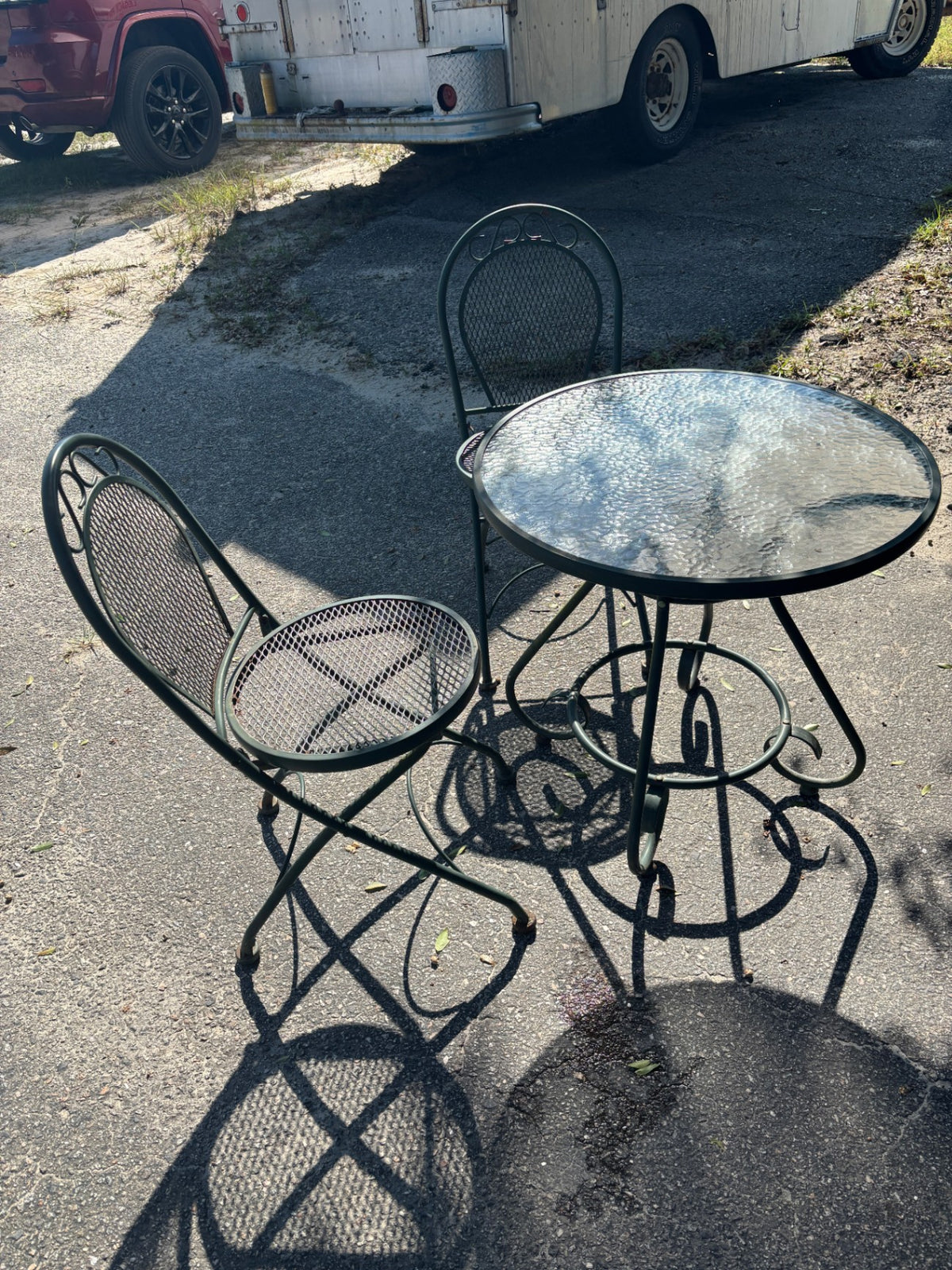 Wrought Iron Table Two Chairs