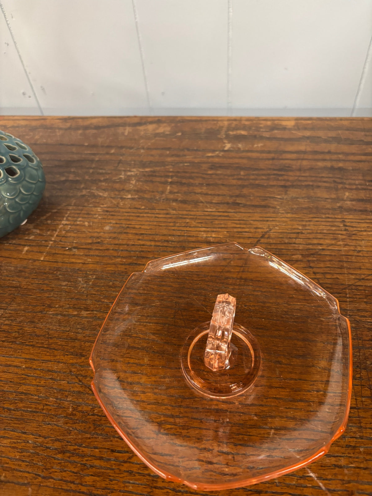 Vintage Pink Depression Glass Center-Handle Serving Tray / Tidbit Plate