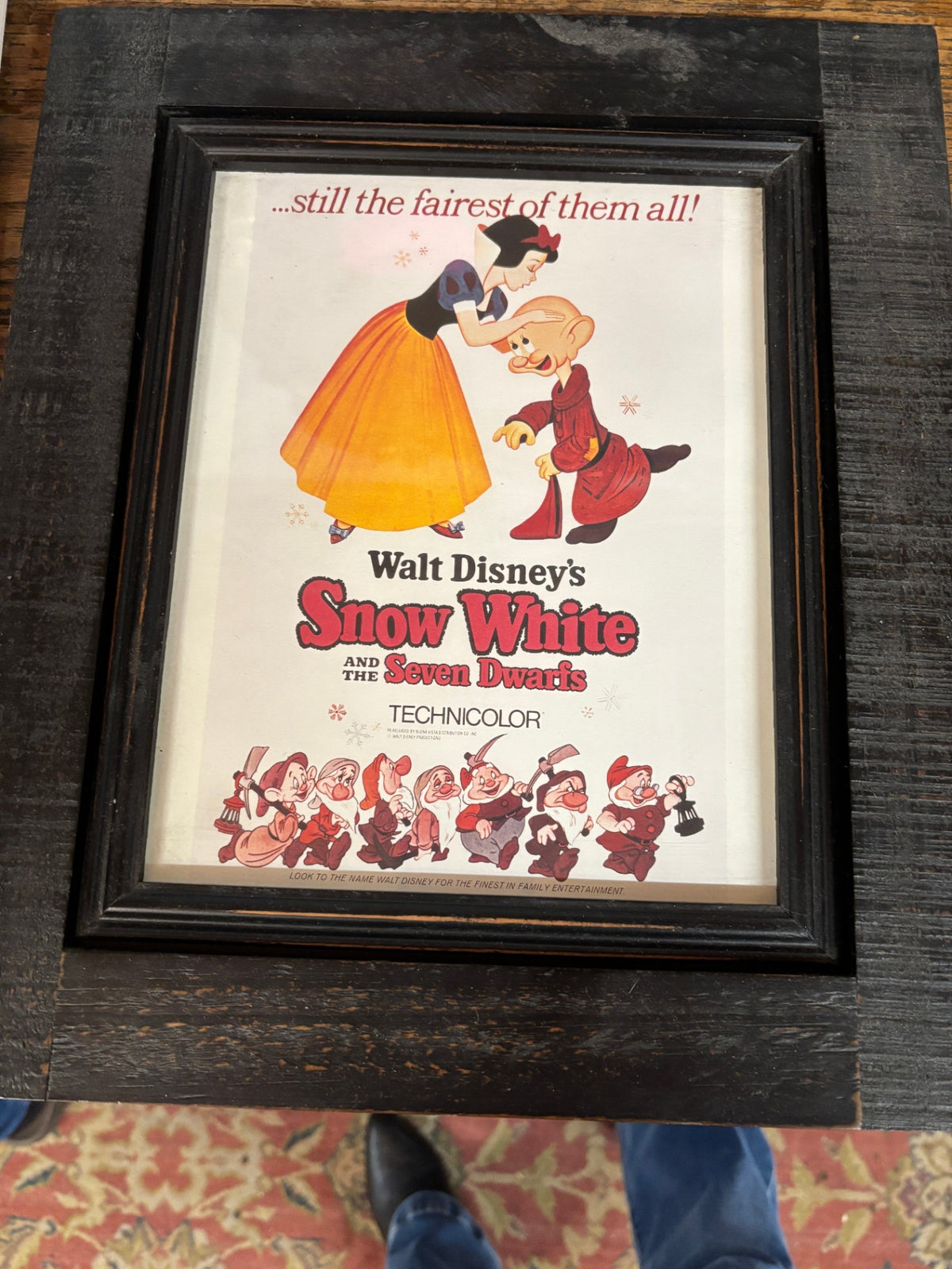 Vintage Walt Disney Snow White and the Seven Dwarfs Framed Advertising Print