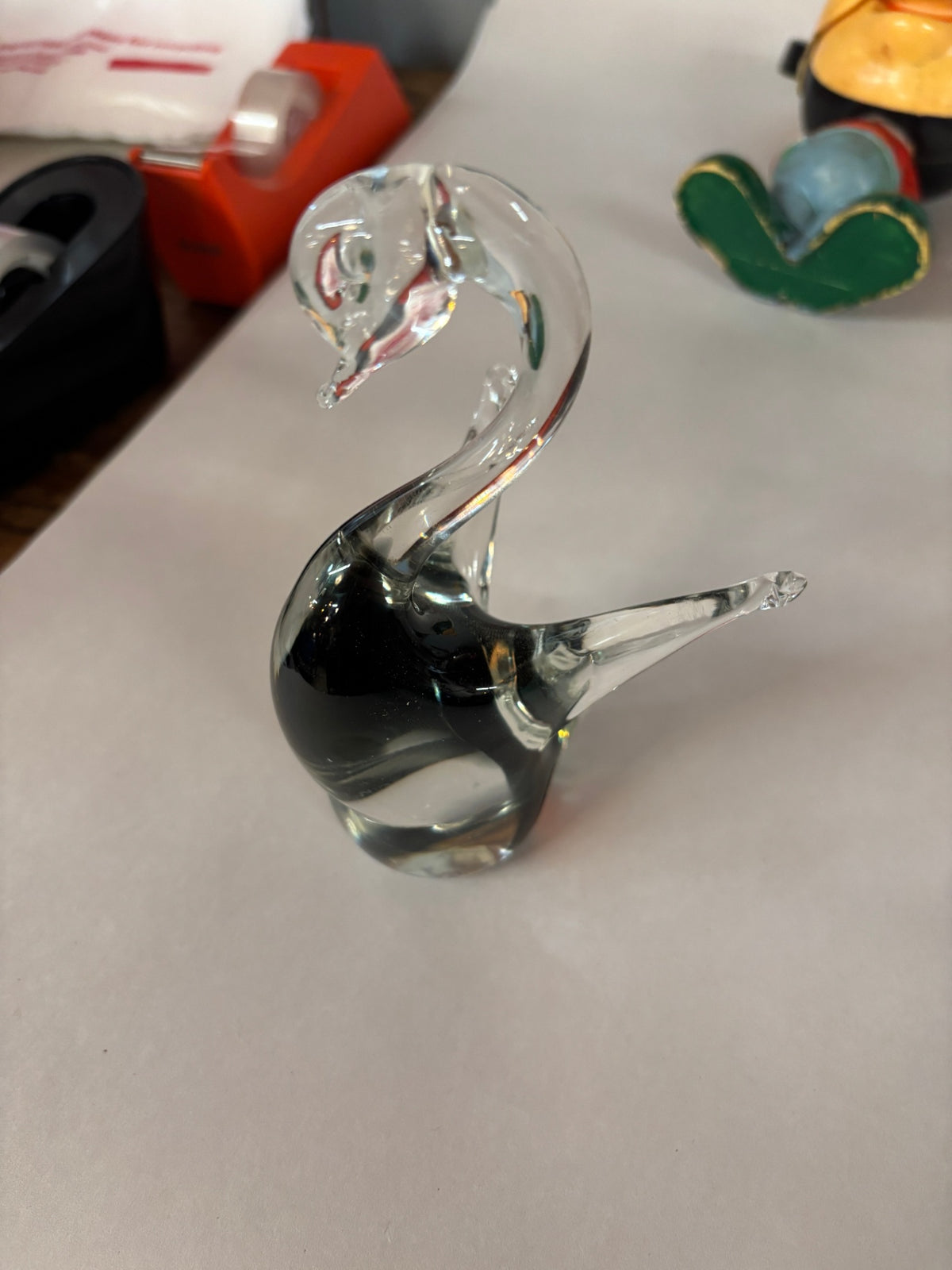 Vintage Hand-Blown Art Glass Swan Figurine