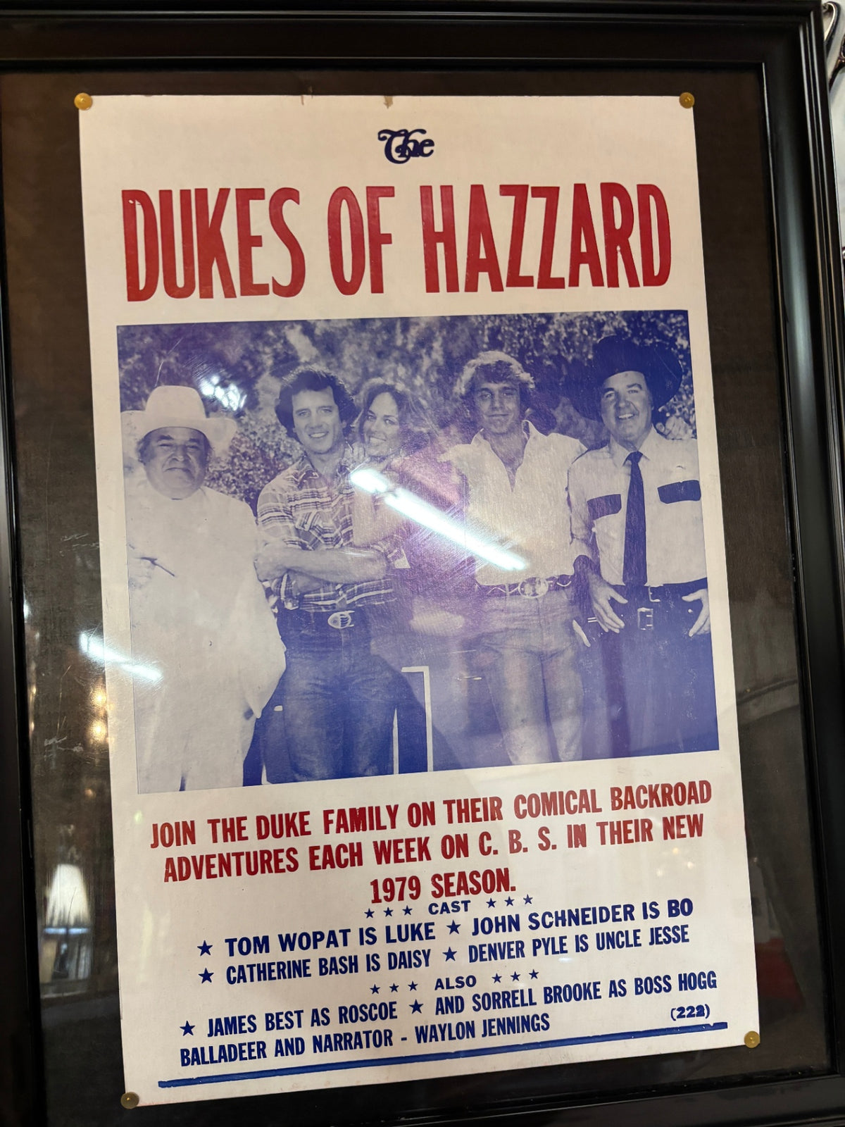 Vintage 1979 The Dukes of Hazzard CBS Season Cast Promotional Poster – Framed