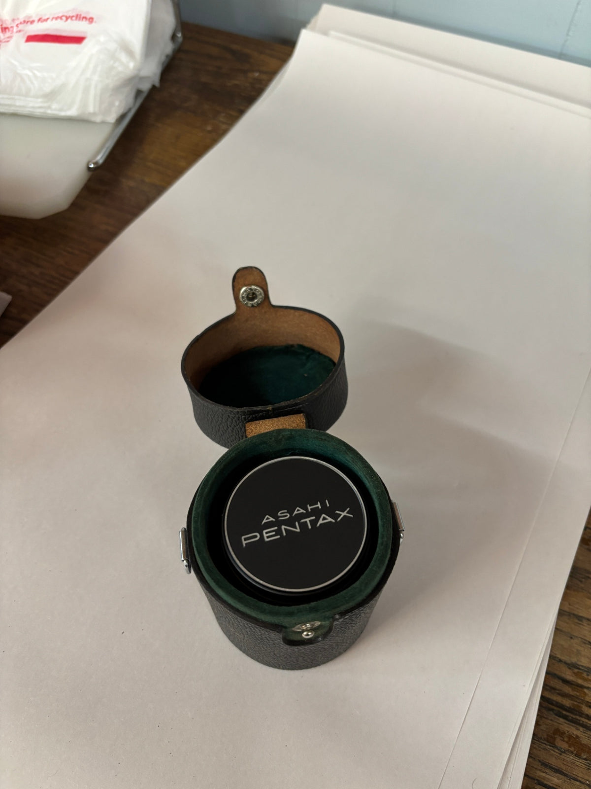 Vintage Asahi Pentax Camera Lens with Original Fitted Leather Case & Front Cap