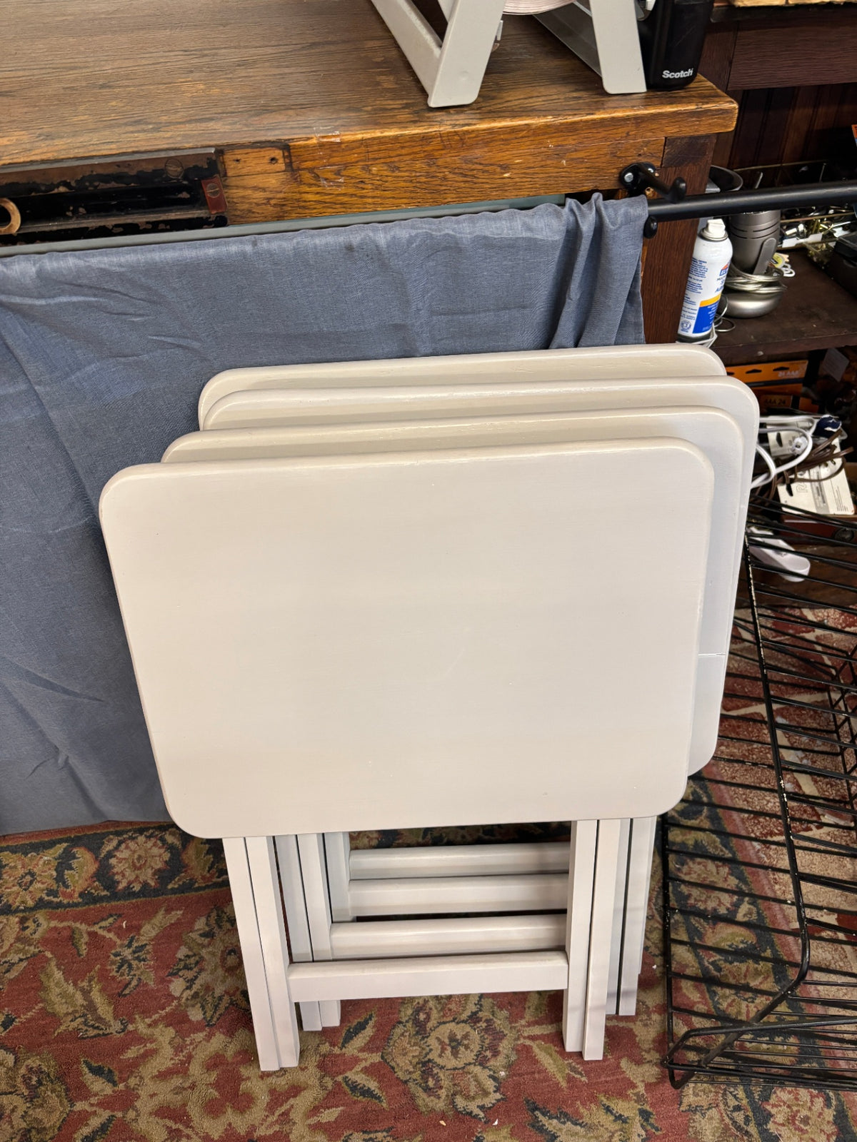 Vintage Set of 4 Nesting TV Tray / Snack Tables – Painted Wood