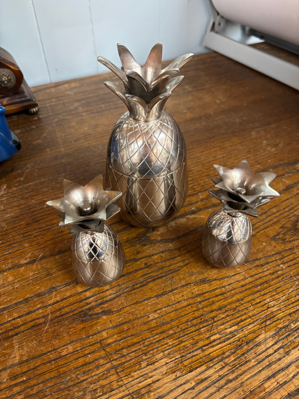 Vintage Silver-Tone Pineapple Decorative Bar Set – 3 Pieces