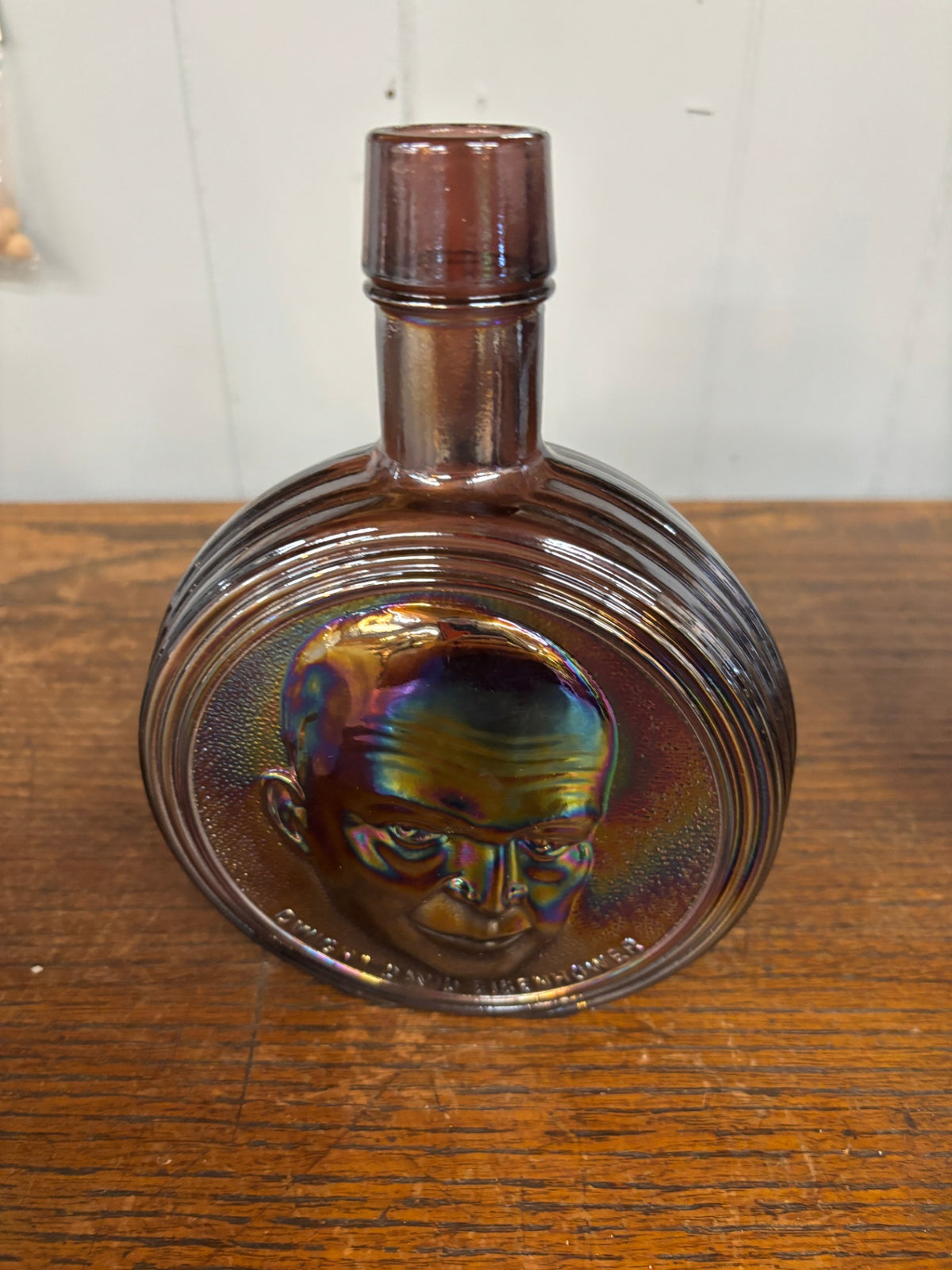 Vintage 1968 Wheaton Dwight D. Eisenhower Iridescent Carnival Glass Presidential Bottle