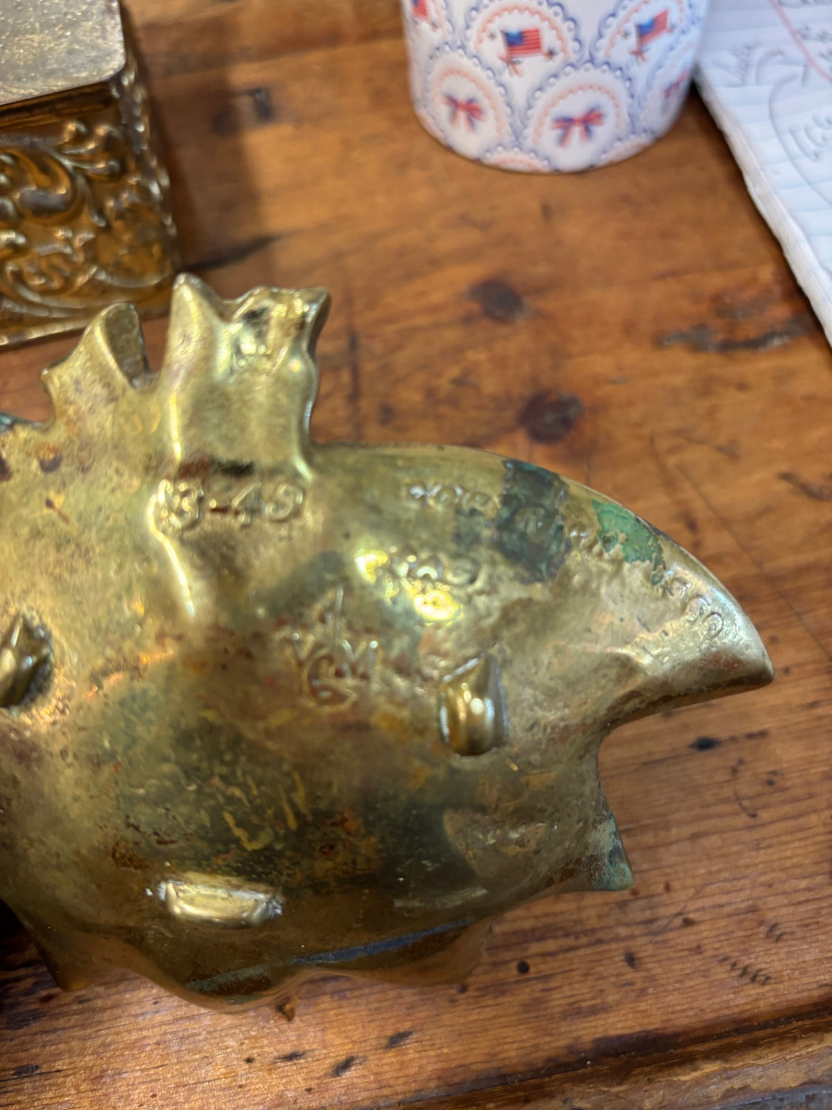 Virginia Metalcrafters solid brass leaf dish or catchall tray (specifically matching design number 3-49, which corresponds to a Sage leaf
