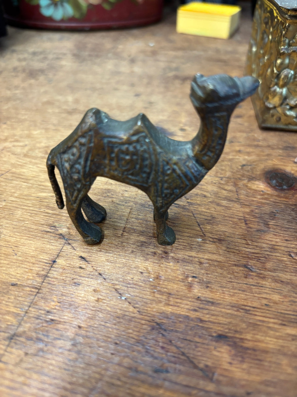 Vintage etched brass camel figurine