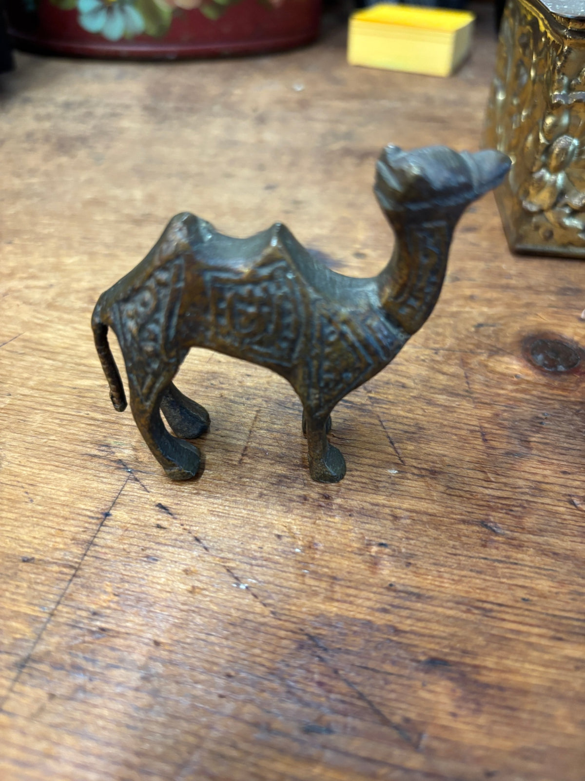 Vintage etched brass camel figurine