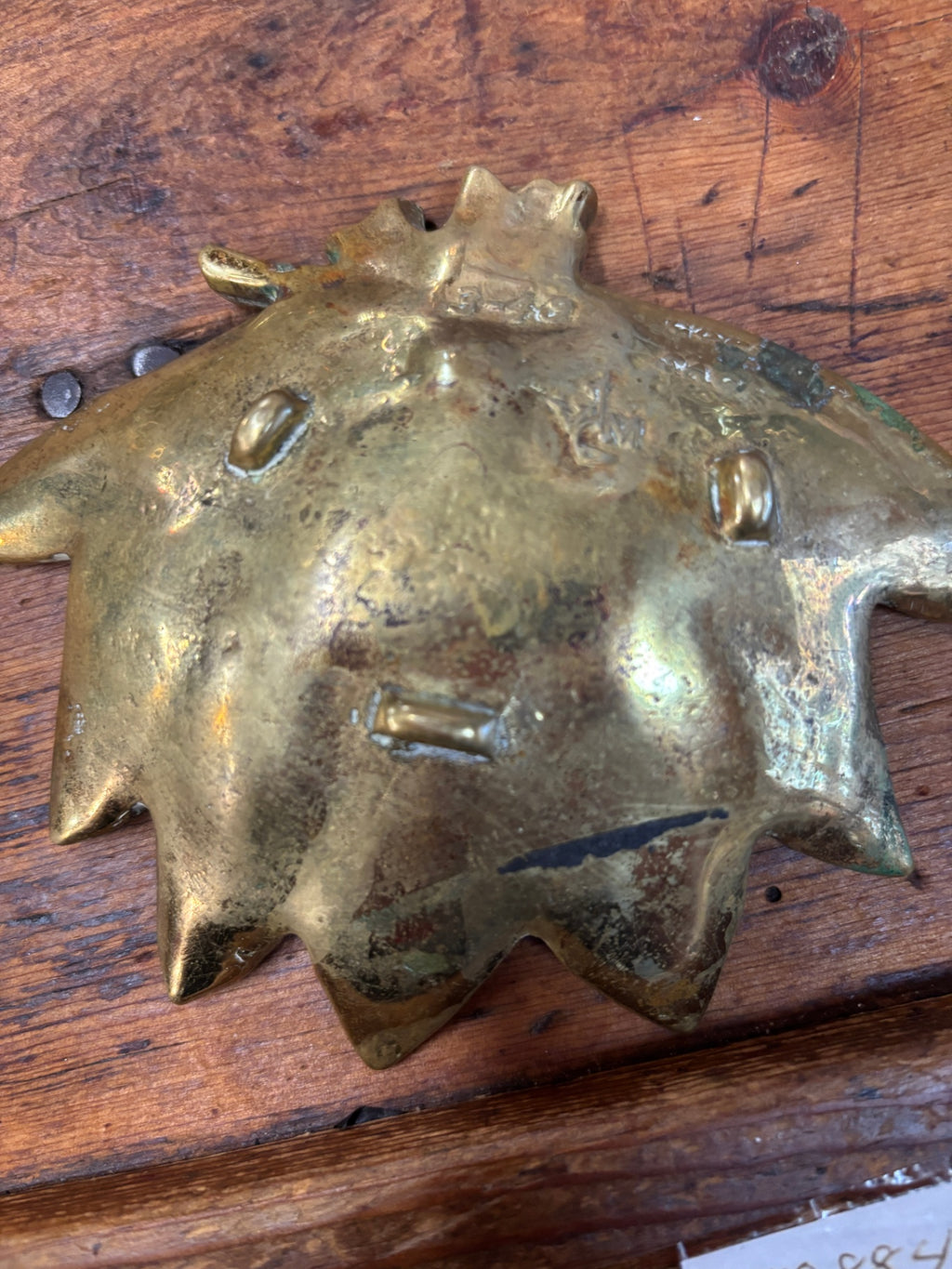 Virginia Metalcrafters solid brass leaf dish or catchall tray (specifically matching design number 3-49, which corresponds to a Sage leaf
