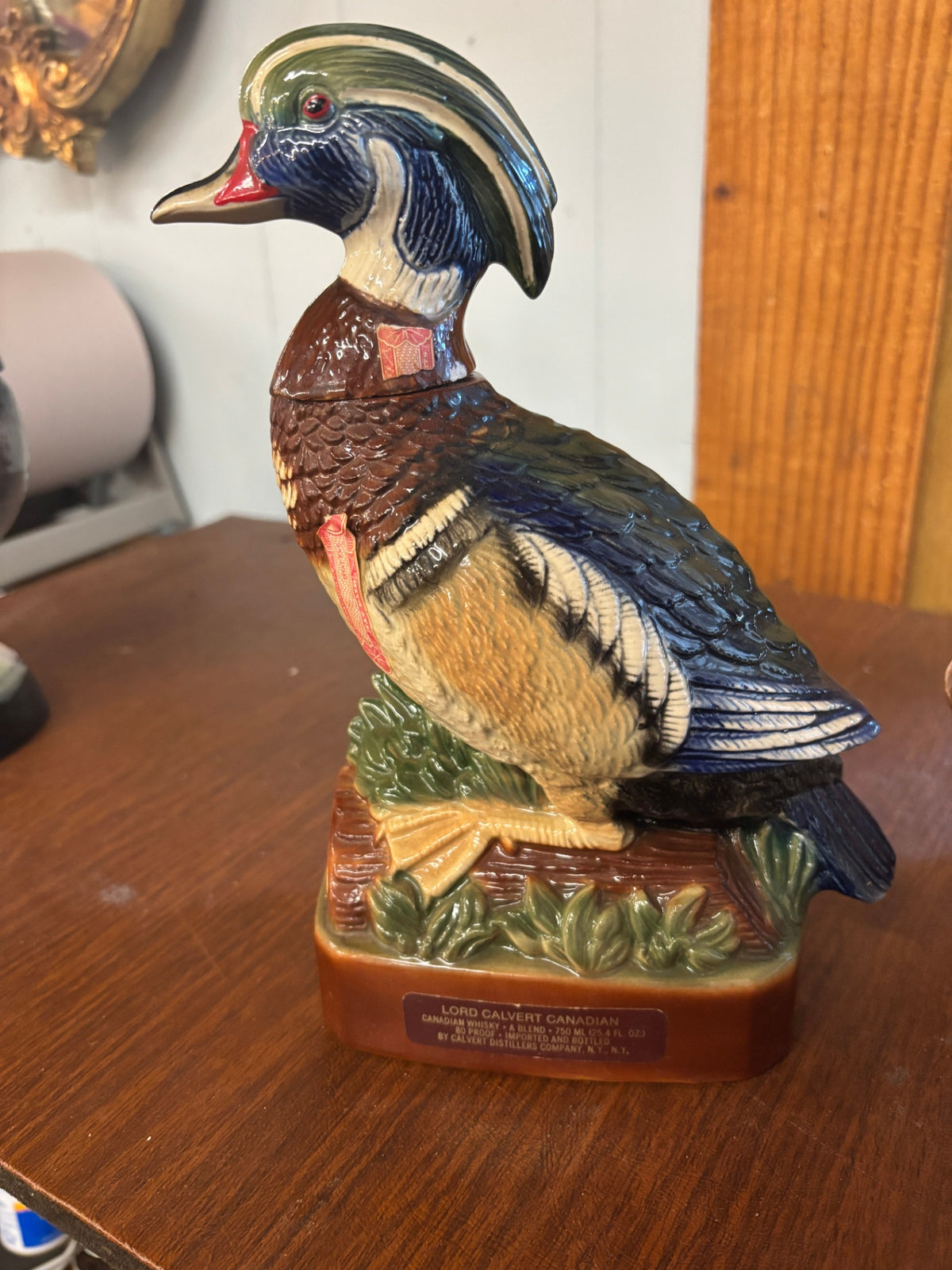  1978 Lord Calvert Canadian North American Wood Duck #2 ceramic whiskey decanter