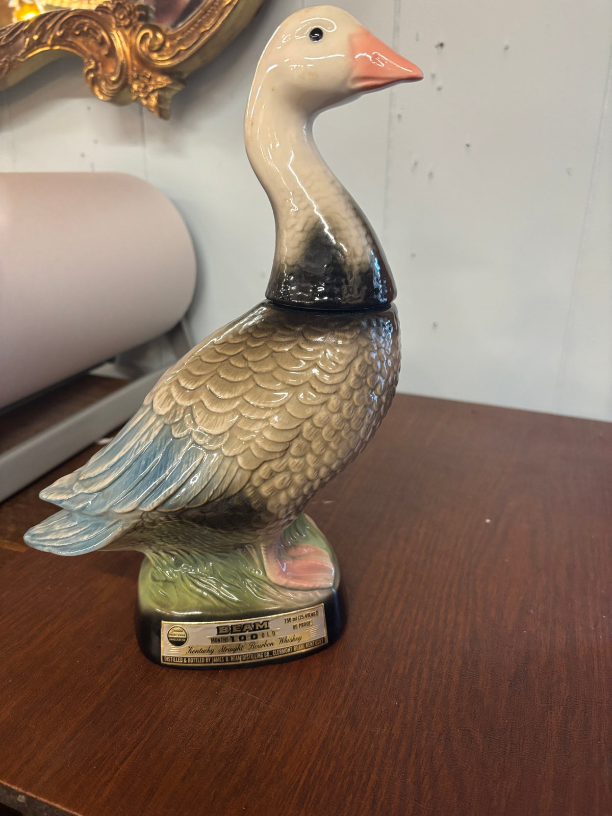 1979 Jim Beam Snow Blue Goose ceramic bourbon decanter made by the Regal China Corporation for the James B. Beam Distilling Co