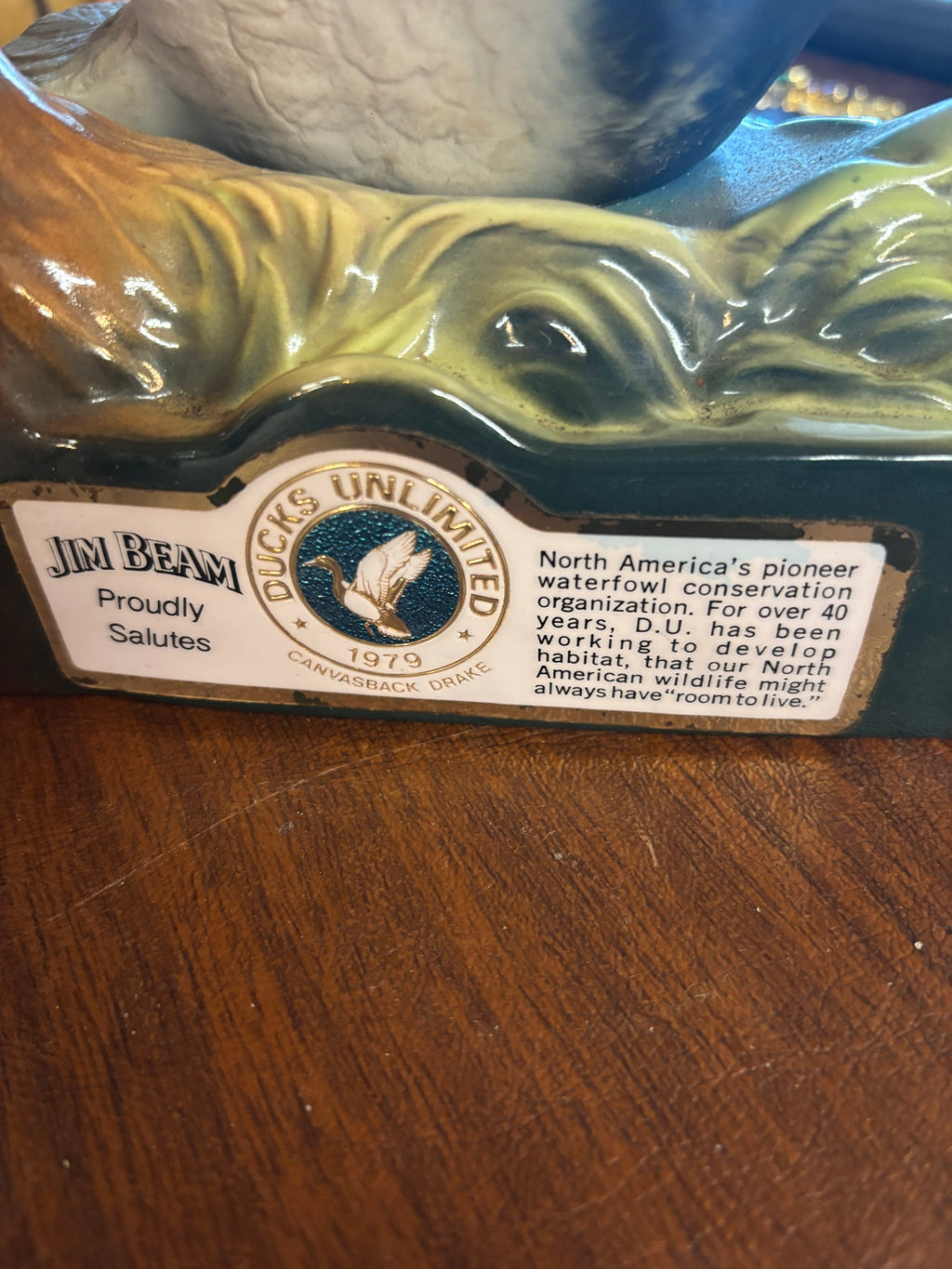 1979 Jim Beam Ducks Unlimited "Canvasback Drake" ceramic decanter manufactured by Regal China
