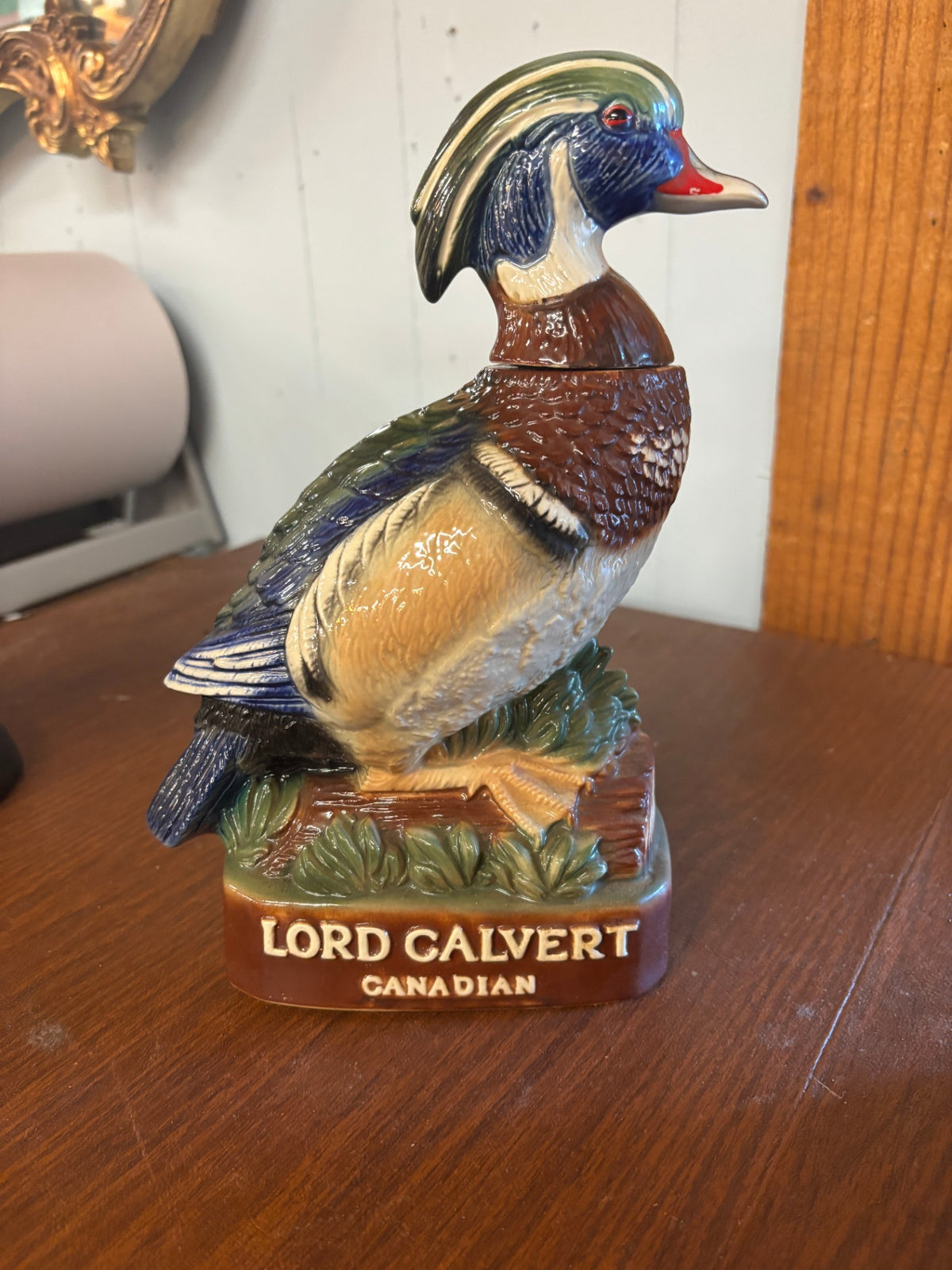  1978 Lord Calvert Canadian North American Wood Duck #2 ceramic whiskey decanter
