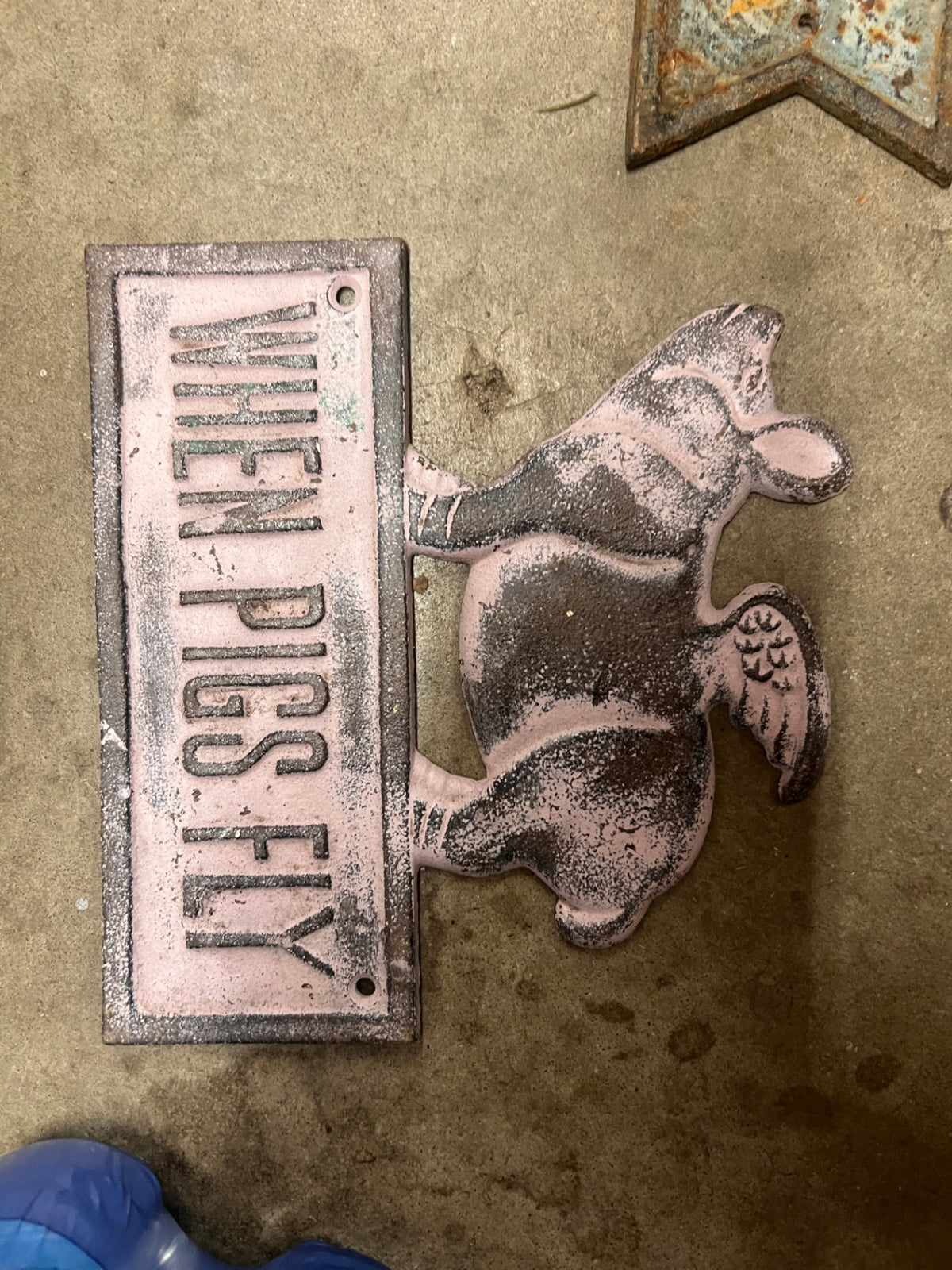 Cast Iron, “When Pigs Fly” Wall Plaque, Rustic, Funny Farm House Decor,