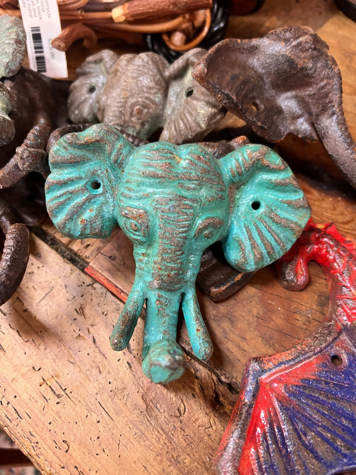 Patina Elephant Hook, Patina Decor, Safari Decor, Elephant Gift