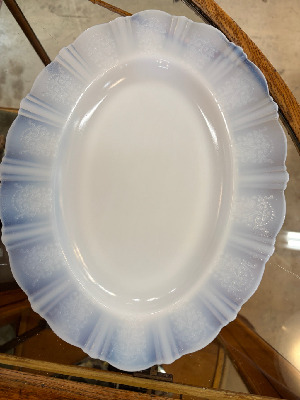 MacBeth-Evans Glass Company oval serving platter in the American Sweetheart pattern