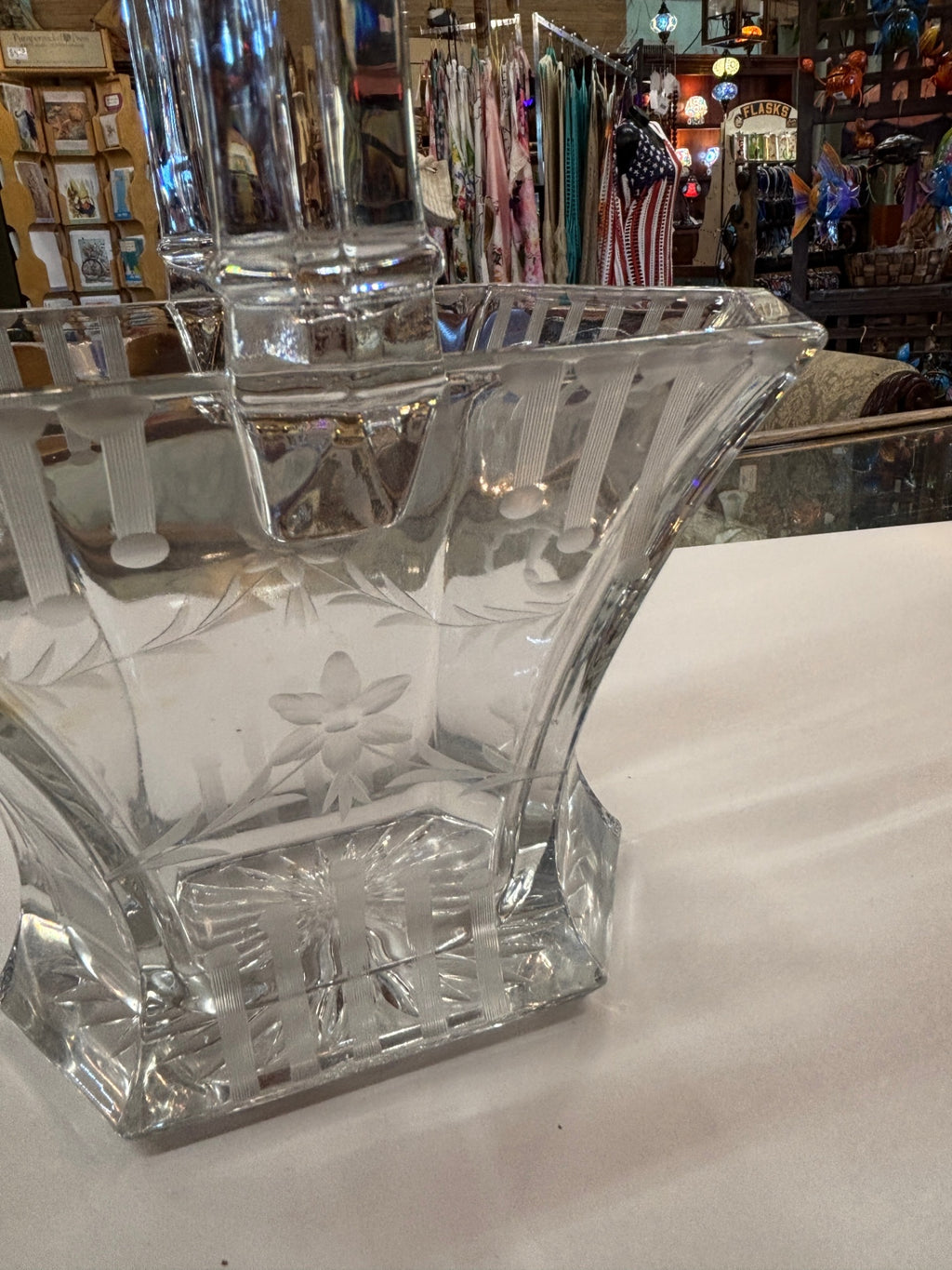 Heisey Glass hexagonal bridal basket