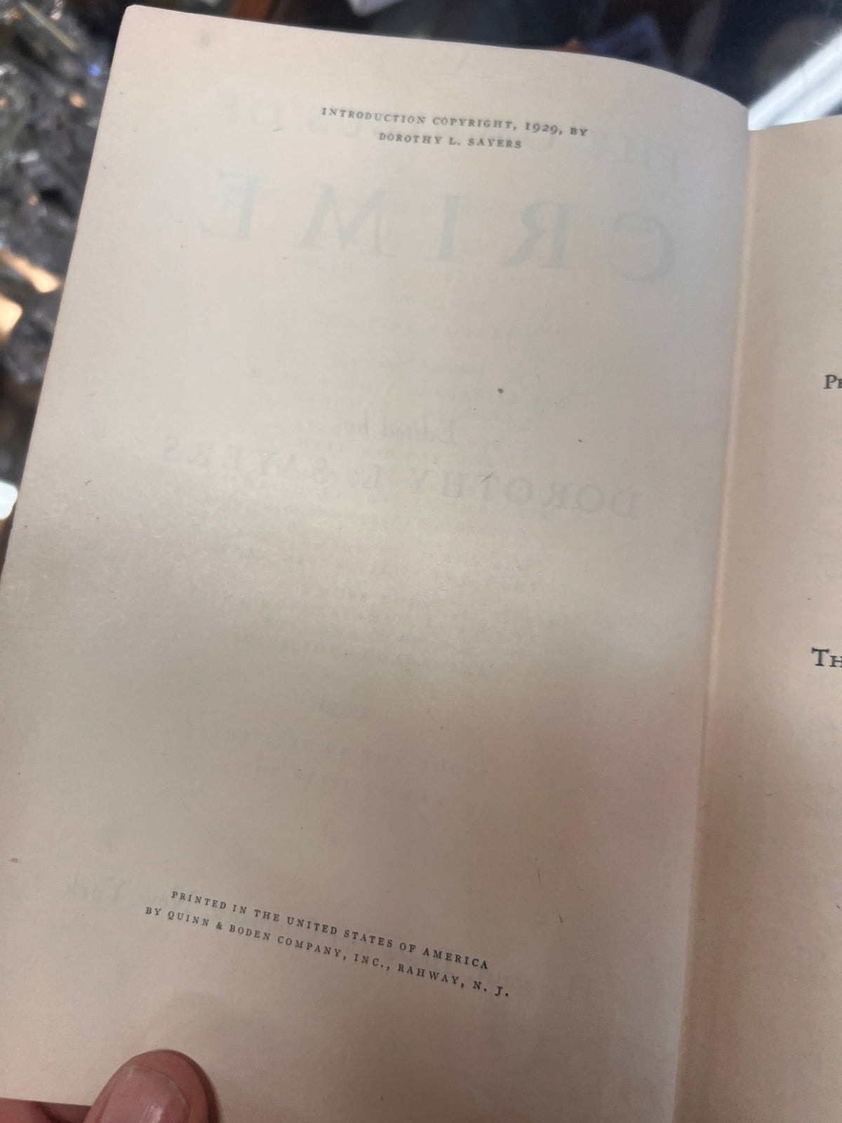 1929 The Omnibus of Crime Edited by Dorothy L. Sayers – Harcourt, Brace & Co. – Early Detective & Horror Anthology