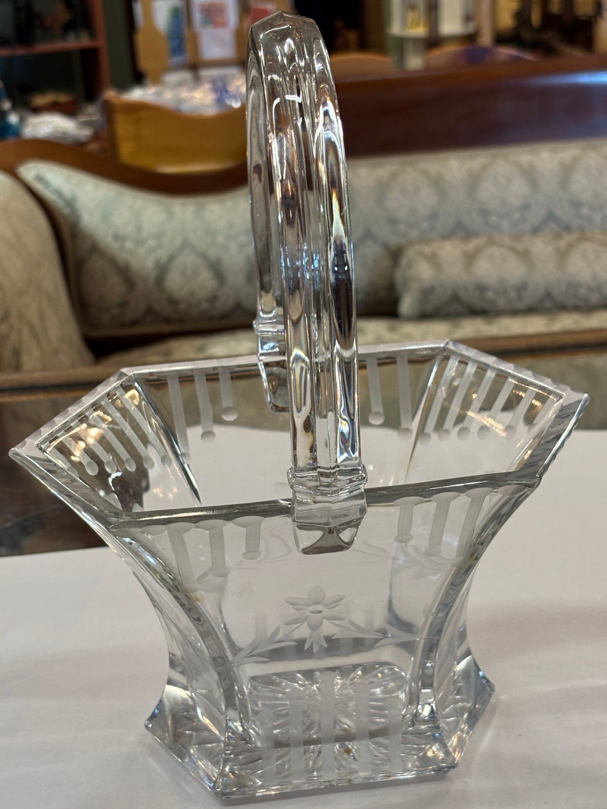 Heisey Glass hexagonal bridal basket