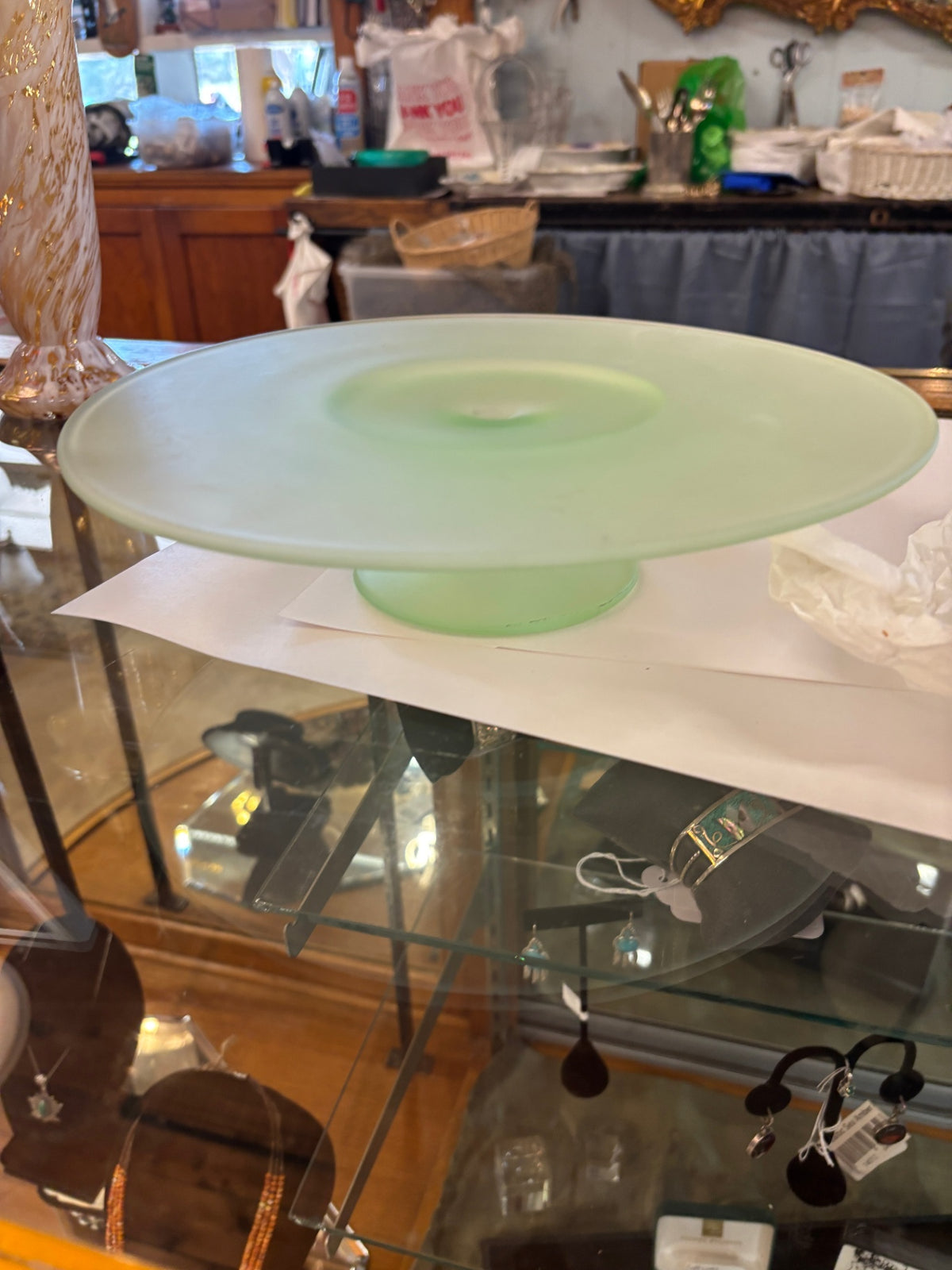 Pedestal cake plate / dessert stand Pale Mint Green