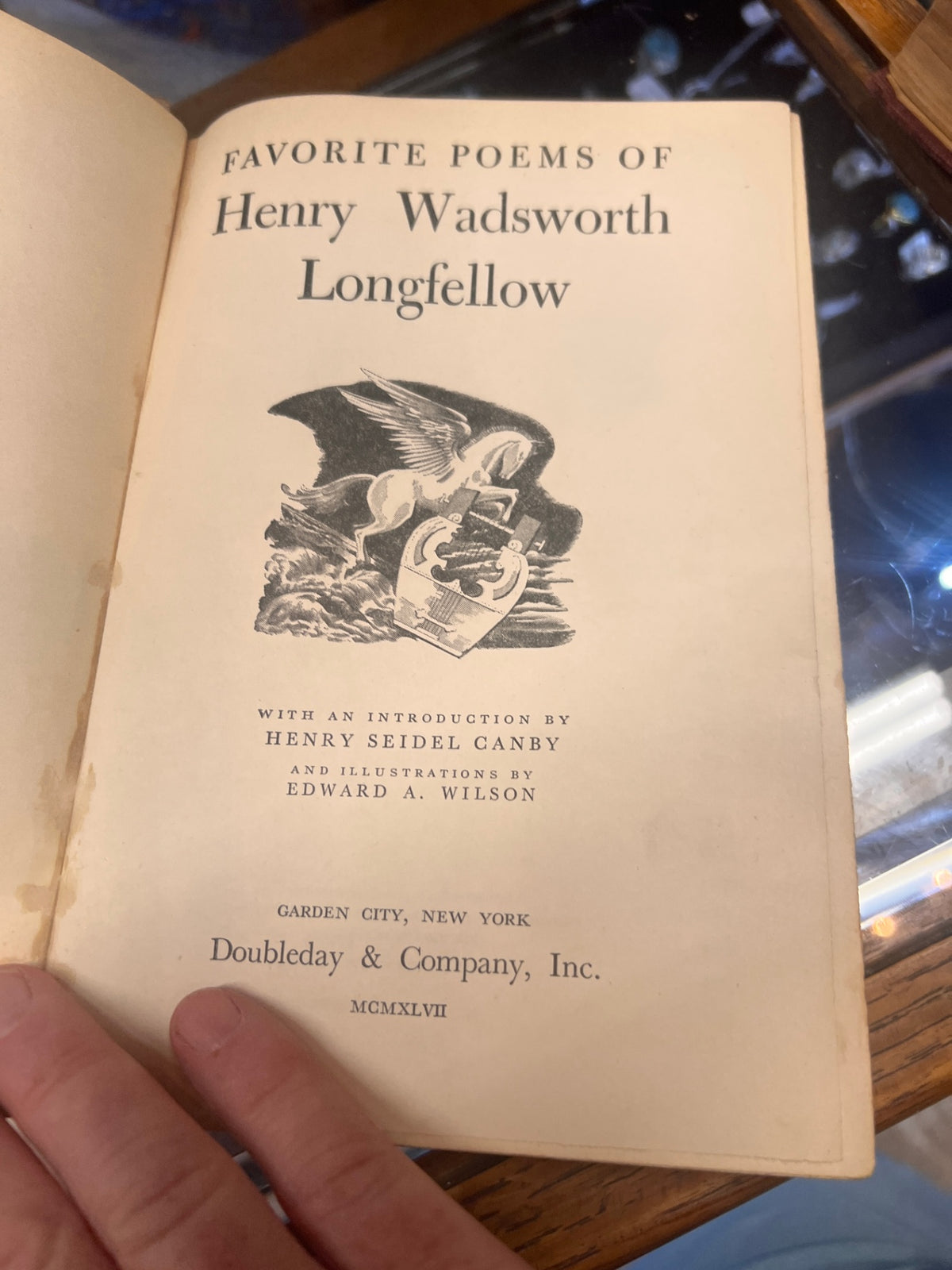 1947 First Edition Favorite Poems of Henry Wadsworth Longfellow – Doubleday – Edward A. Wilson Illustrated